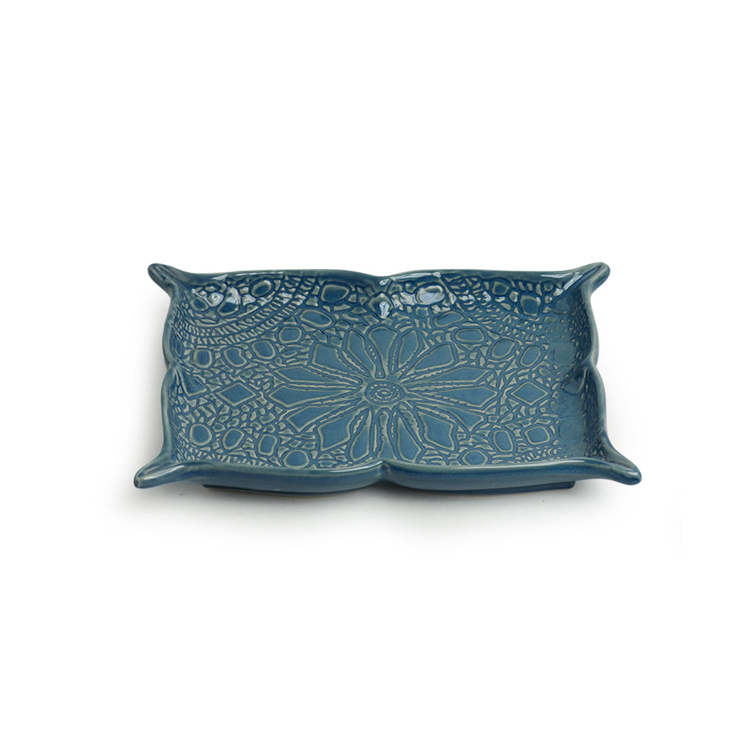 EXCLUSIVELANE 'Coral Reef' Serving Platters In Ceramic (Set of 2, Hand Glazed Studio Pottery, Microwave Safe) - view 3