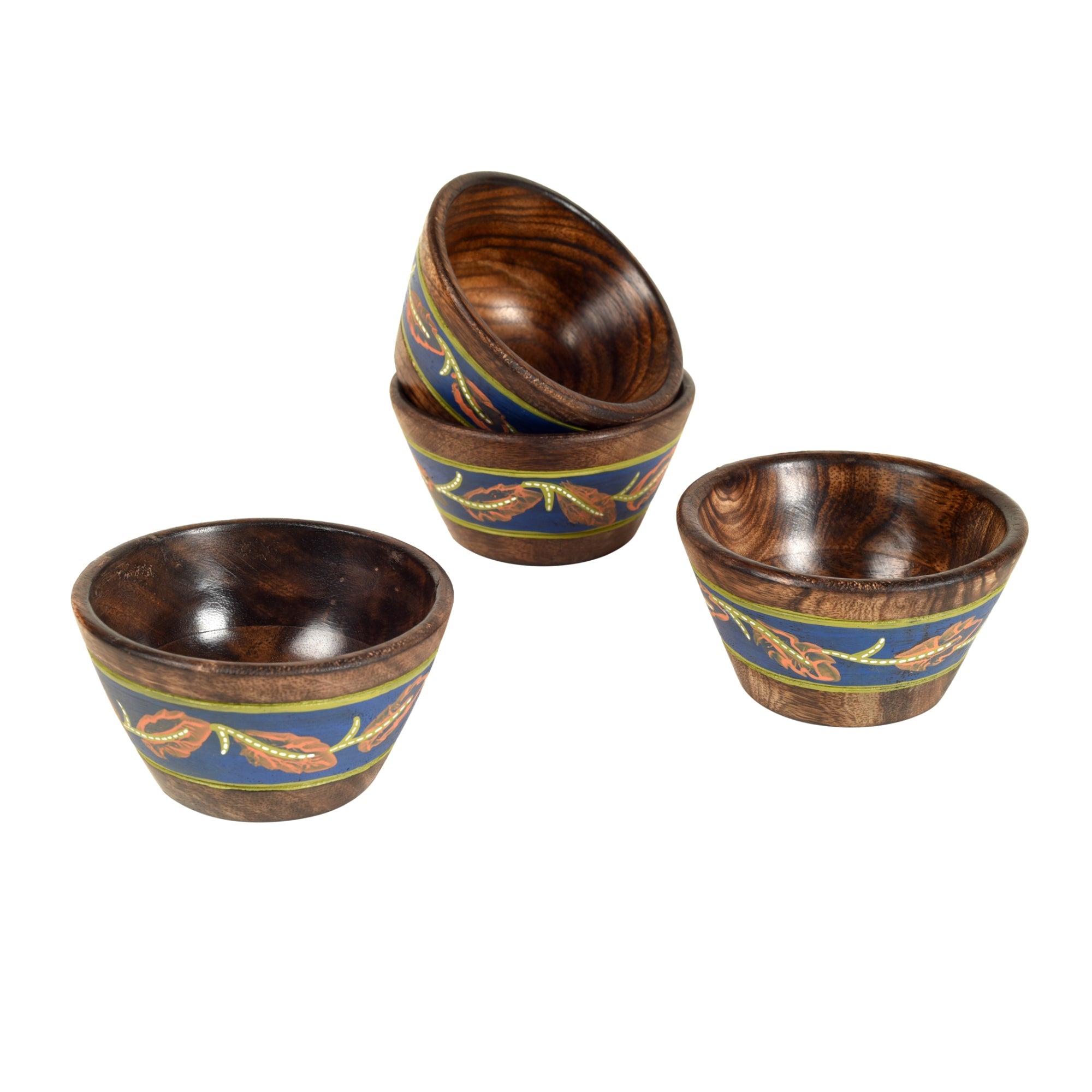 ART CREATIONS BY SUMAN SONTHALIA Brown - Hand-painted Wooden Autumn Leaf Bowls-Set of 4 - view 2