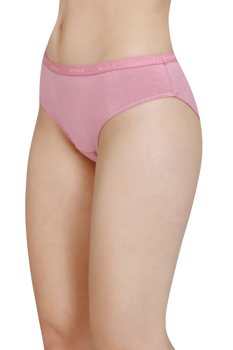Amante Solid Mid Rise Modal Bikini Panty – Cashmere Rose - view 3