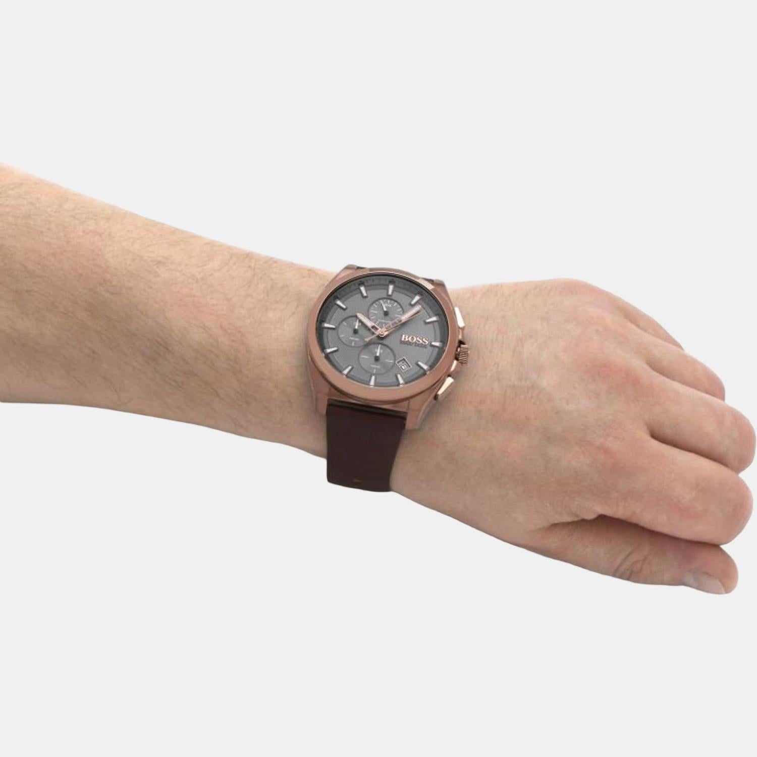 Boss Grandmaster Women Quartz Grey Dial Chronograph Leather Watch 1513882 - view 8