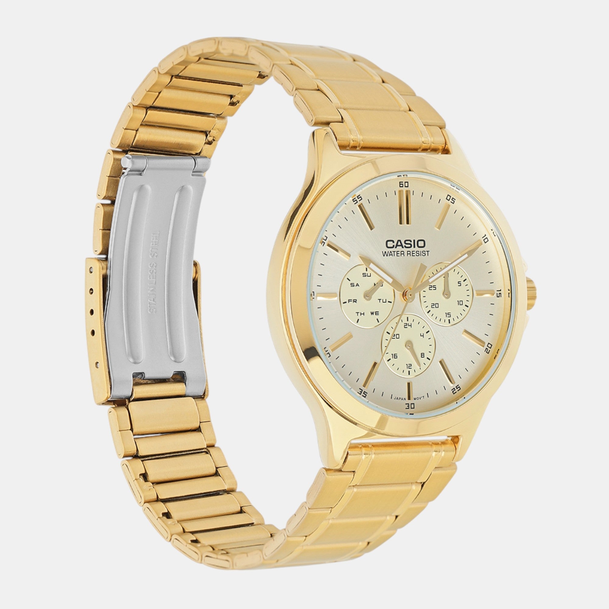 Casio Enticer Men Quartz Gold Dial Multi-Function Stainless Steel Watch A2319 - view 3