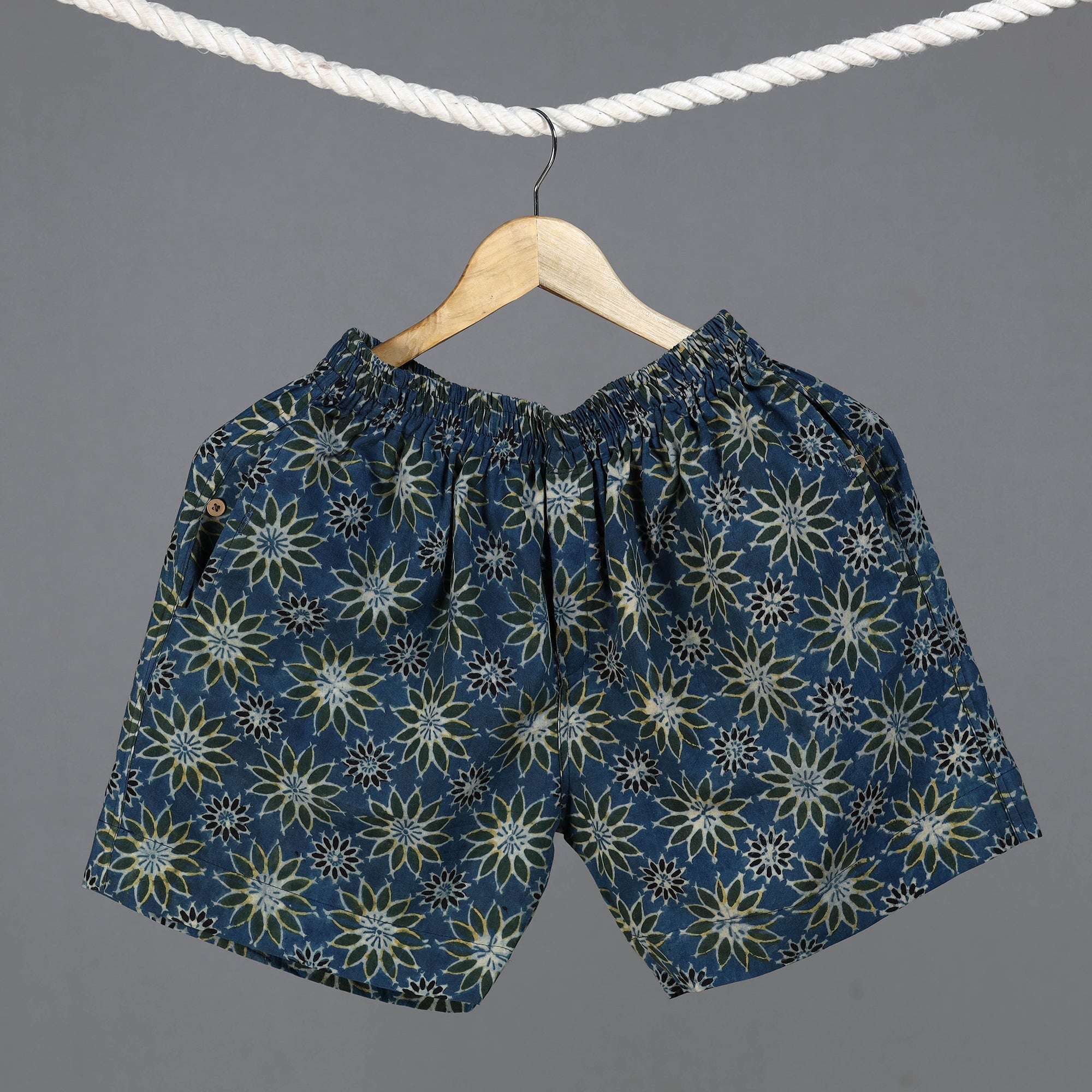 Unisex boxer shorts – ITOKRI CASUALS Blue - Ajrakh Block Printed Cotton Unisex Boxer/Shorts