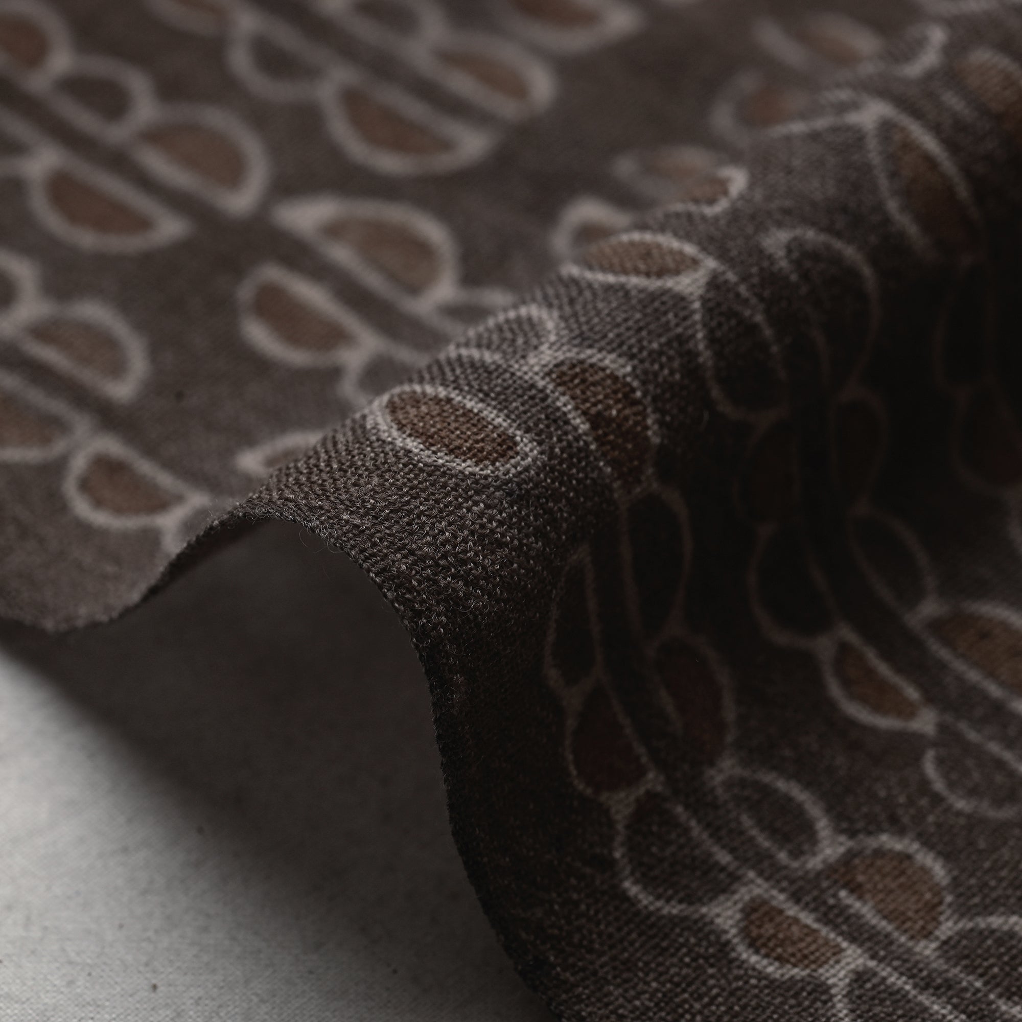HAVELI CHRONICLES Brown - Pure Wool Handloom Special Akola Hand Block Printed Fabric - view 5
