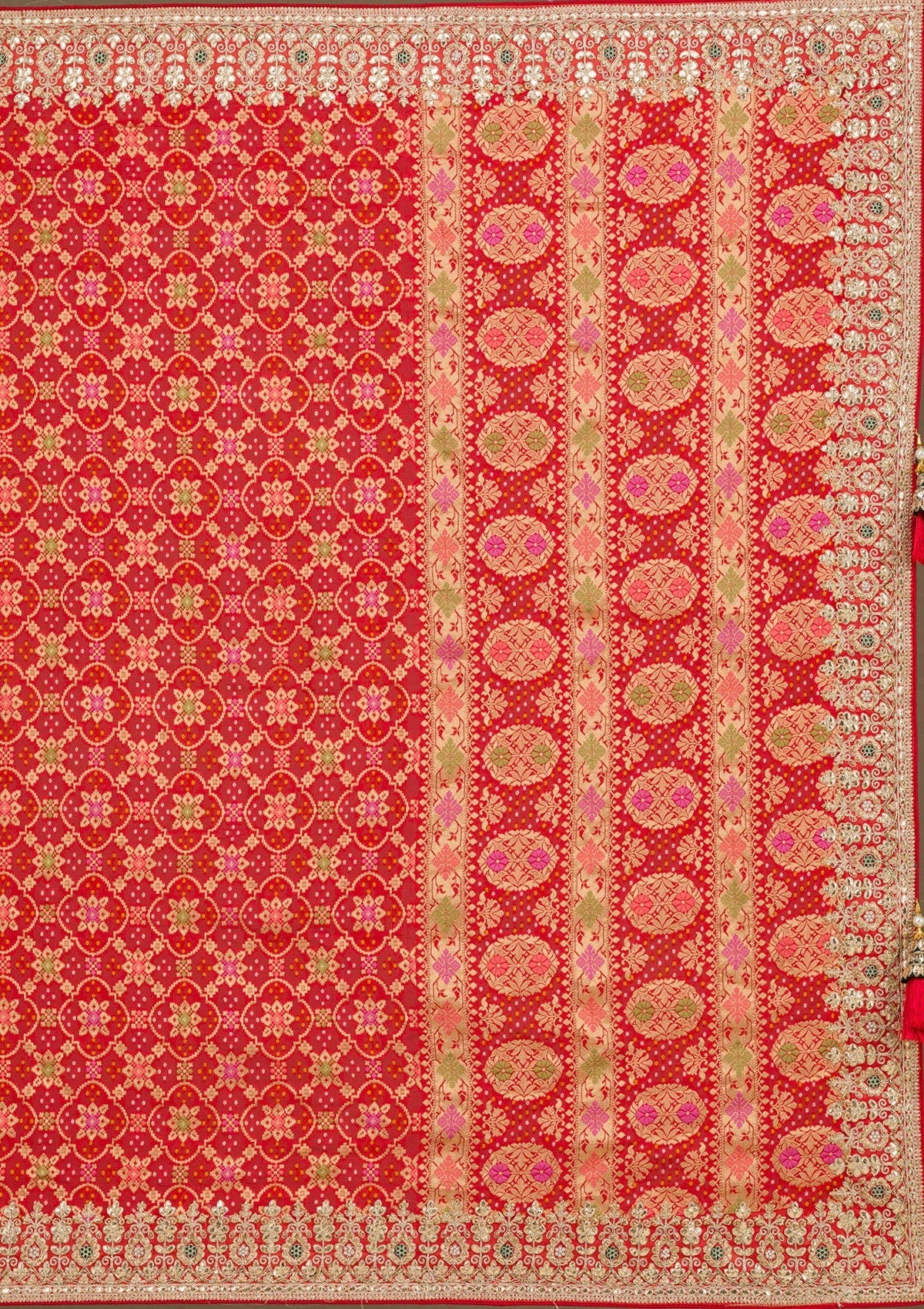 Koskii Red Gotapatti Chiffon Saree – Women's - view 7