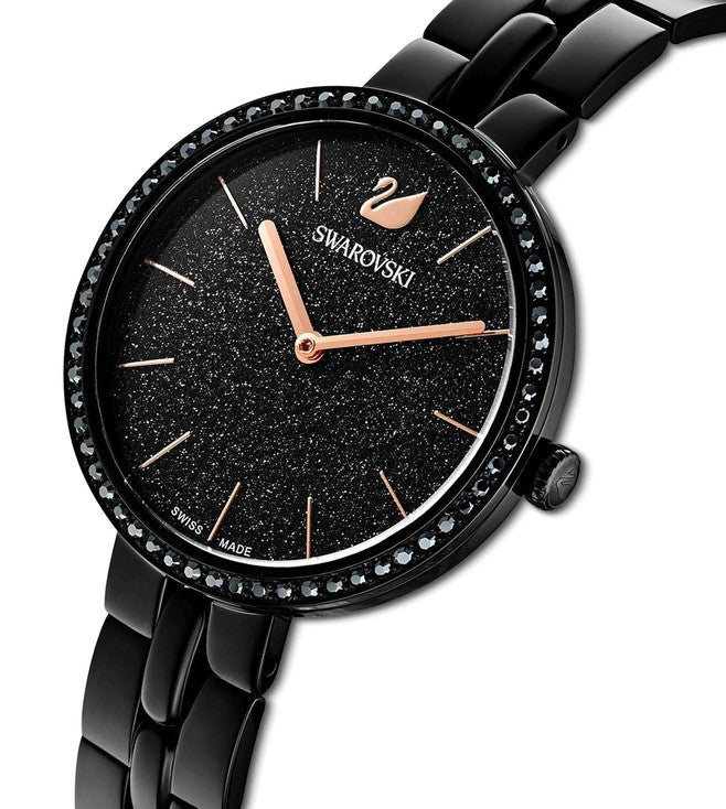 Swarovski Cosmopolitan Black Dial & Chain Watch for Women - view 2