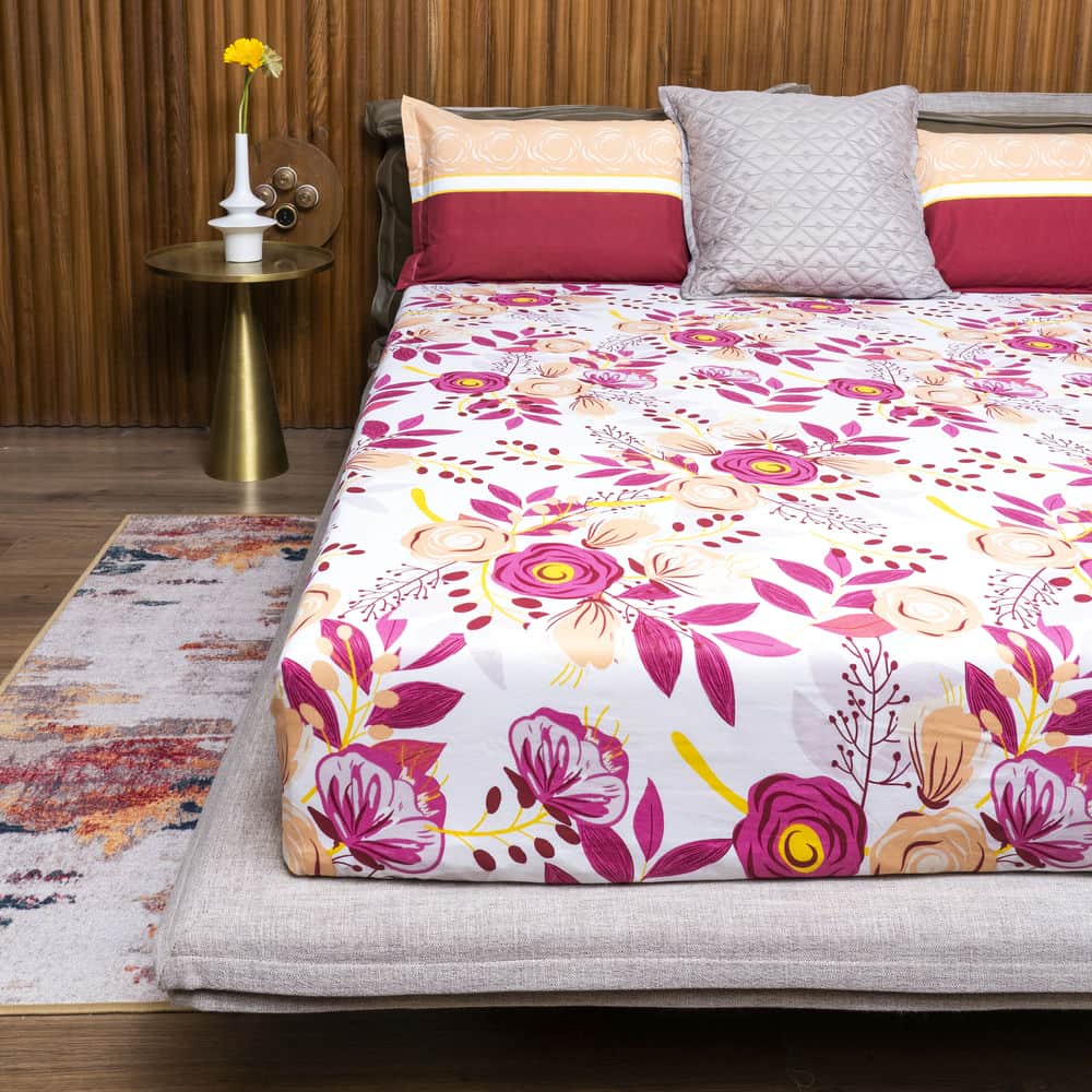 Urban Space -Home Furnishing Store Cotton Bedsheet + AC Blanket Combo Pack - (Combo 6 - Earth Pink + Amsterdam Valley Pink) - view 2