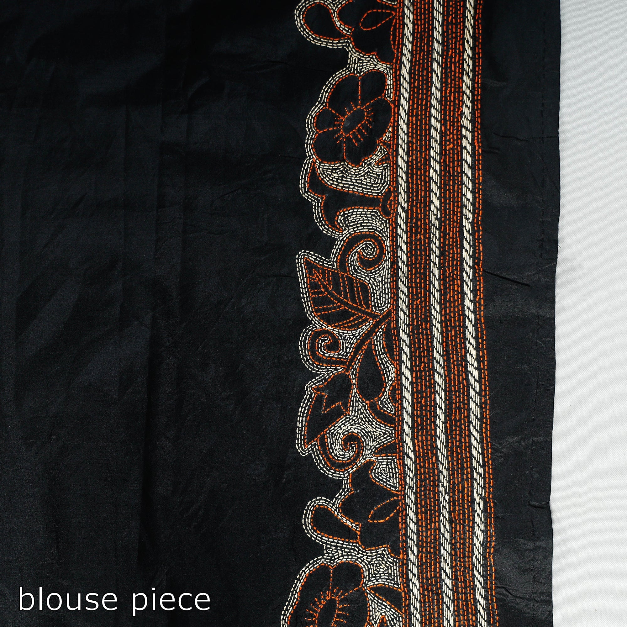 KHUSHBASH - HAPPY LOOM OF EAST Black - Bengal Kantha Embroidery Bangalore Silk Handloom Saree - view 7