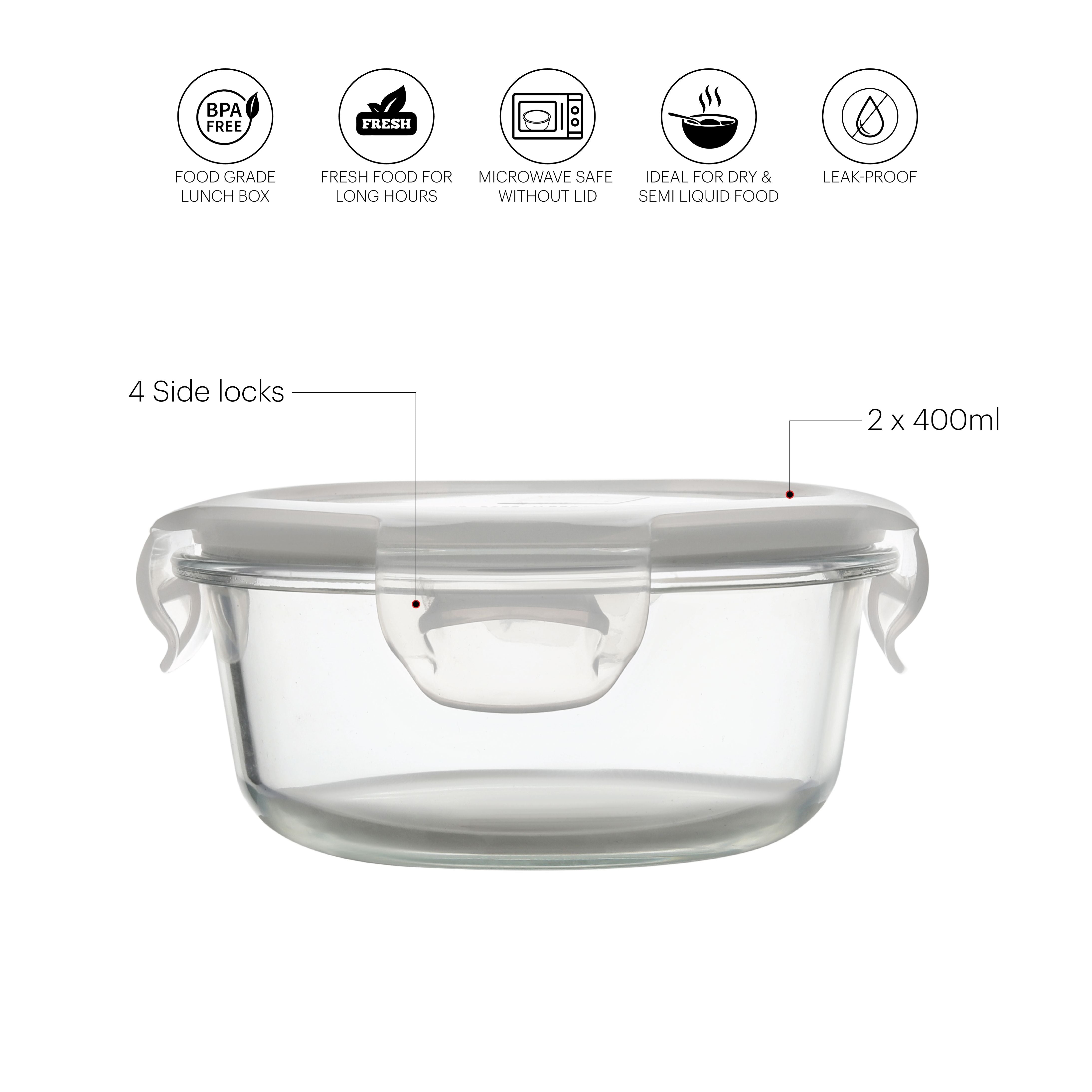 Cello Camellia Borosilicate Glass Round containers, Set of 2 - view 3