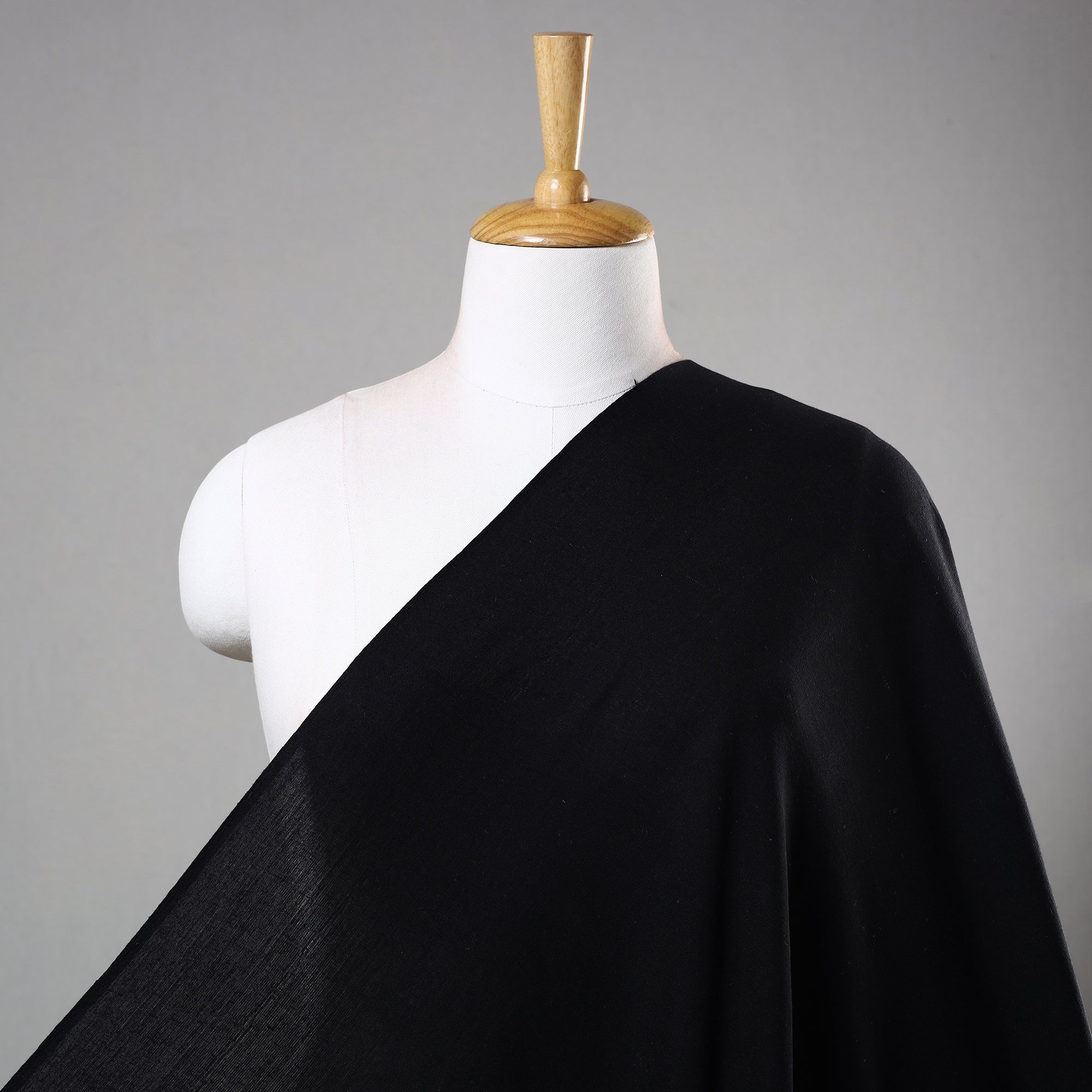 HANDLOOM VIRASAT Black Textured Prewashed Fine Cotton Handloom Fabric