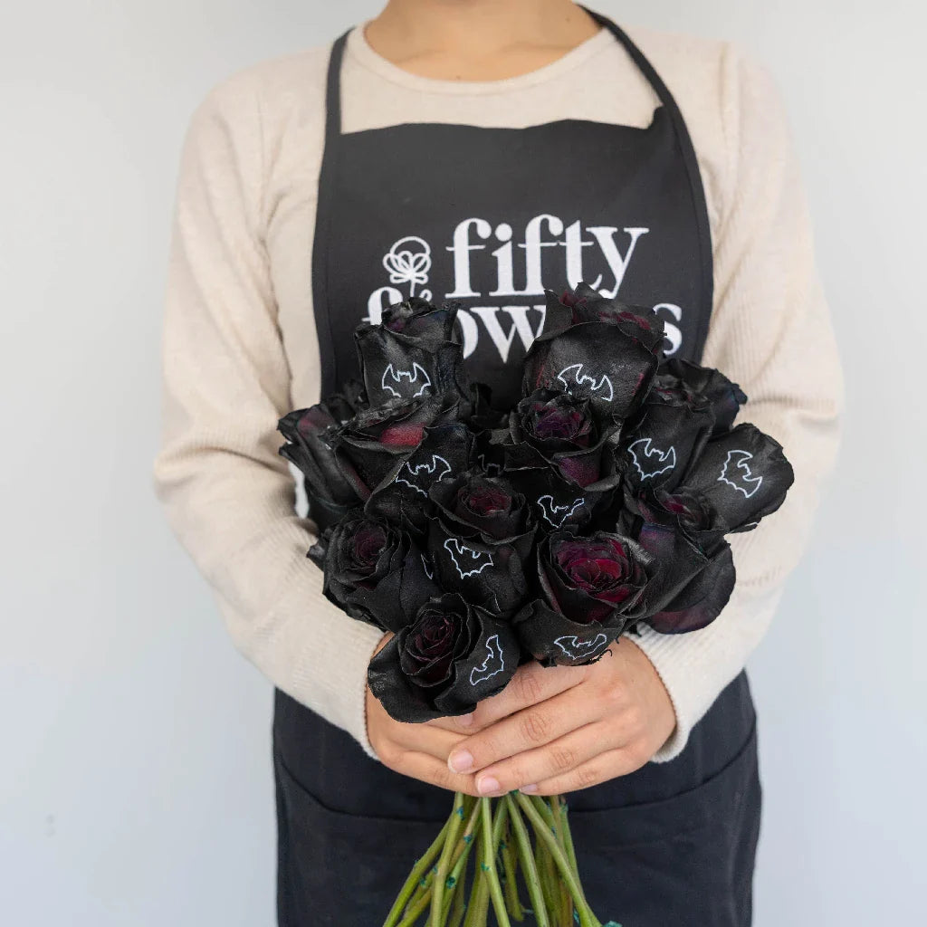 FiftyFlowers Halloween Black Bat Personalized Roses