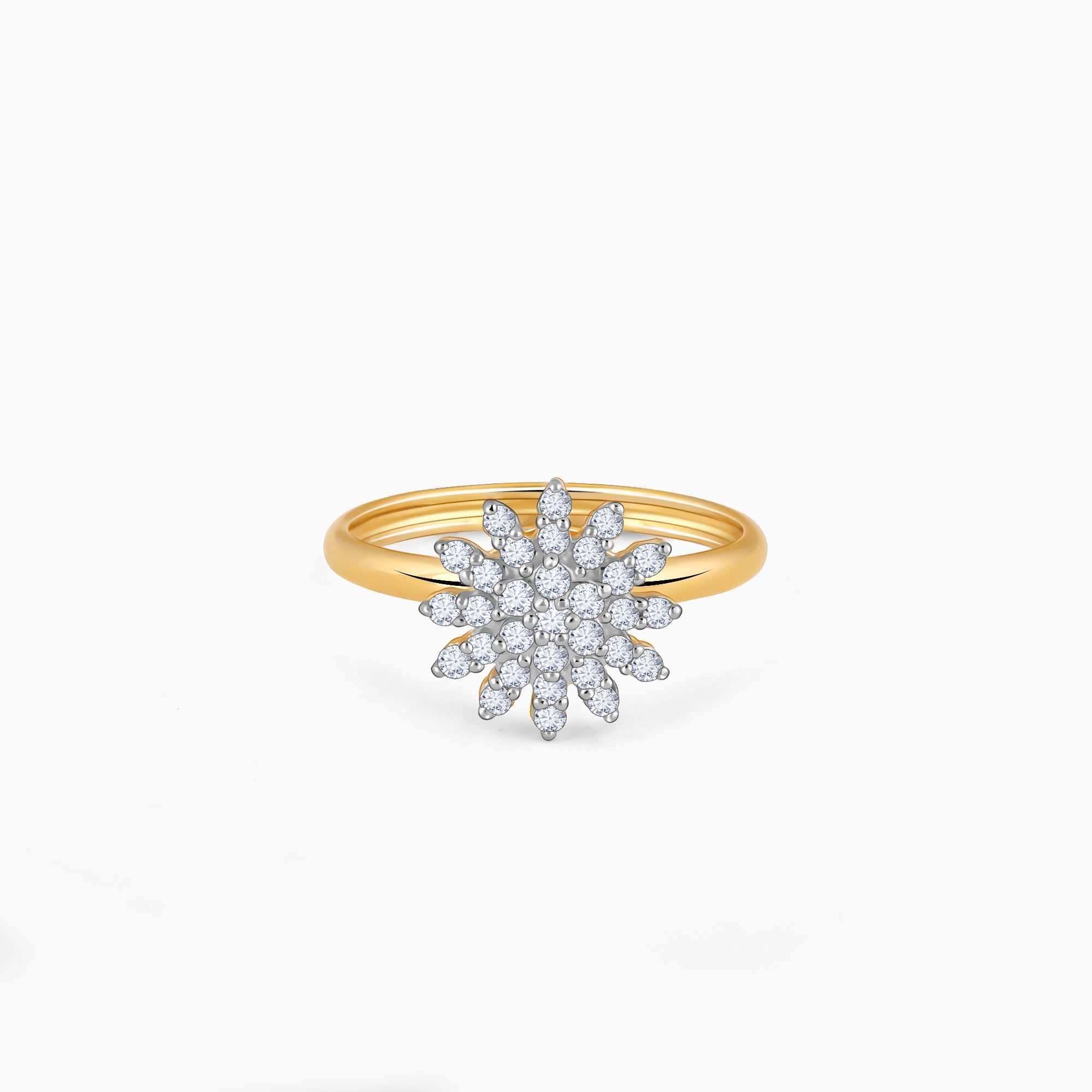 GIVA Jewellery Gold Sunflower Radiance Diamond Ring