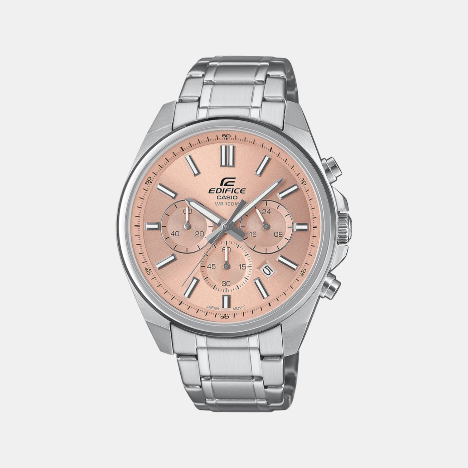 Casio Edifice Men Quartz Peach Dial Analog Stainless Steel Watch ED660