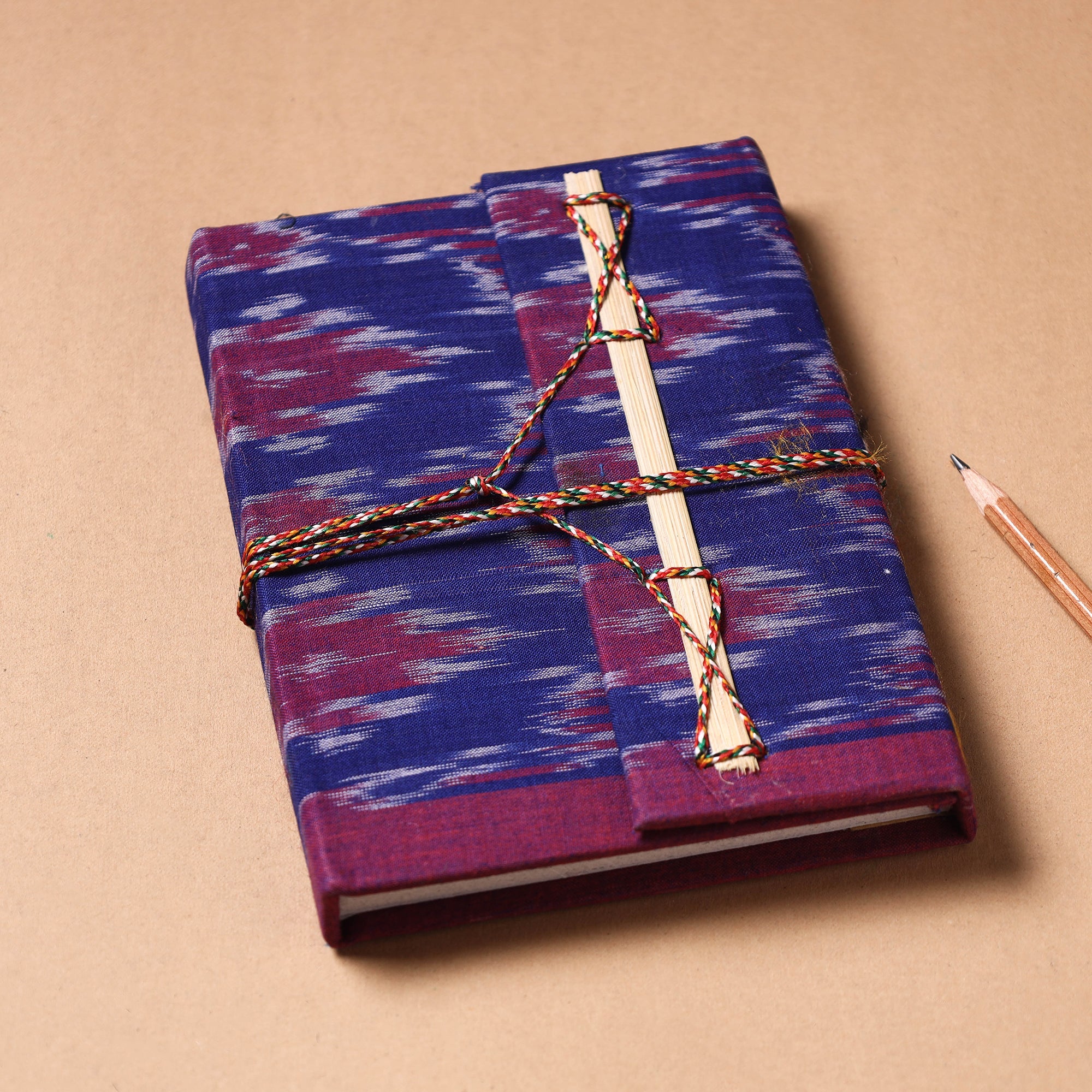 TARAGRAM Blue - Fabric Cover Handmade Paper Notebook with Thread Lock