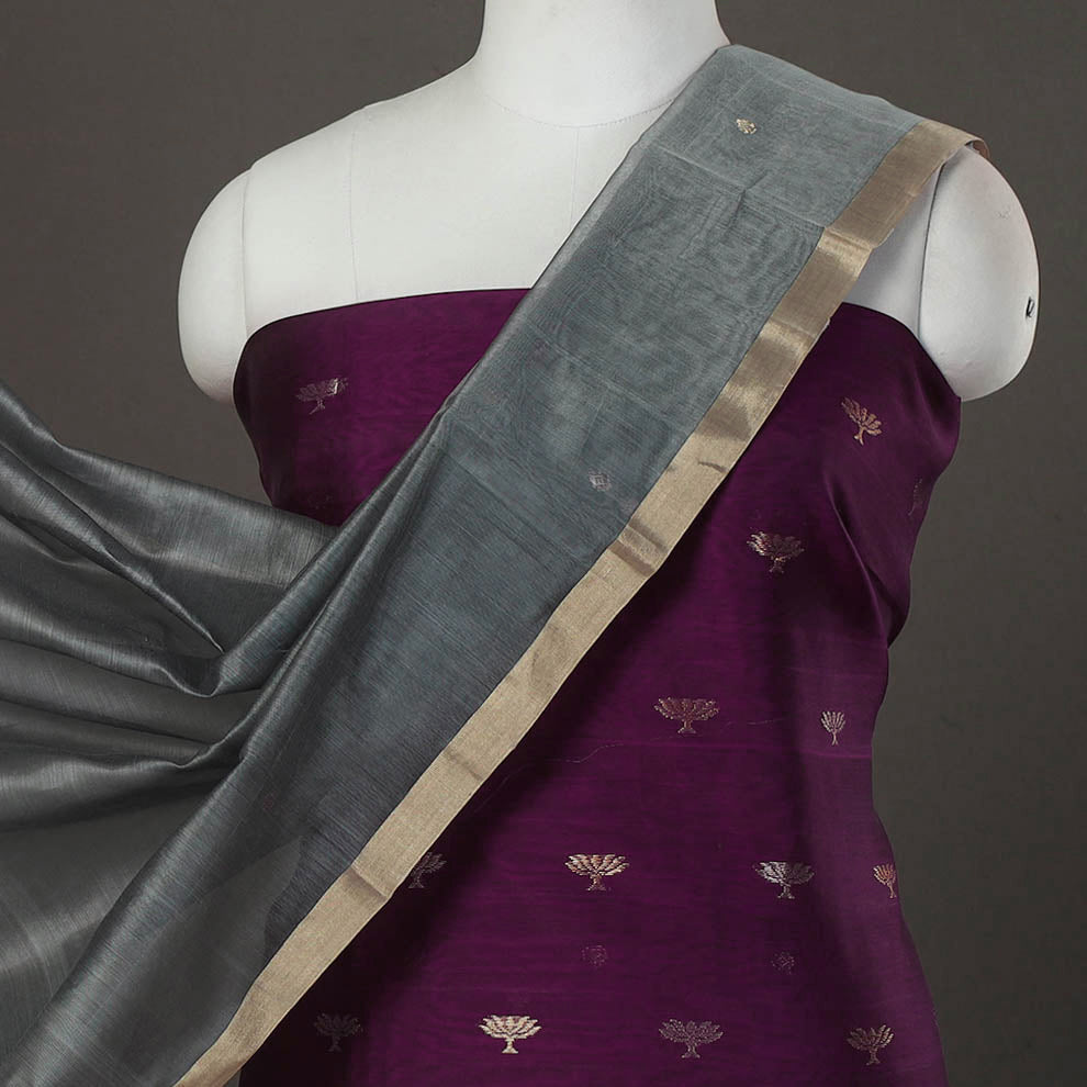 CHANDERI BY RAUPH KHAN 2pc Zari Buti Handloom Chanderi Silk Dress Material 21 - view 3