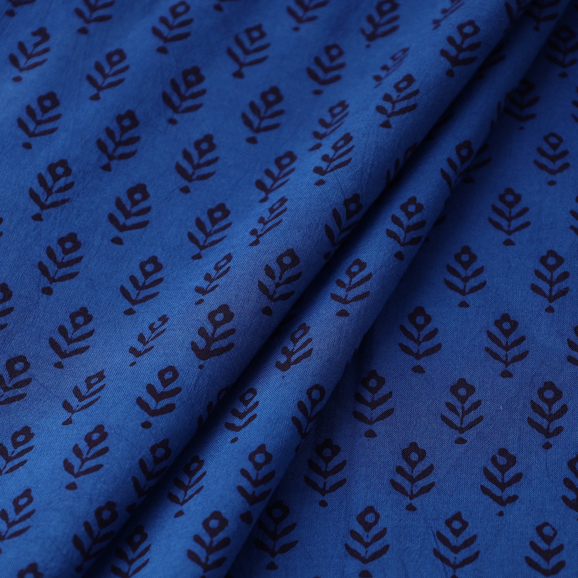 BAGH PRINTS BY UMAR FARUK KHATRI Blue - Bagh Hand Block Printed Cotton Fabric 02 - view 2