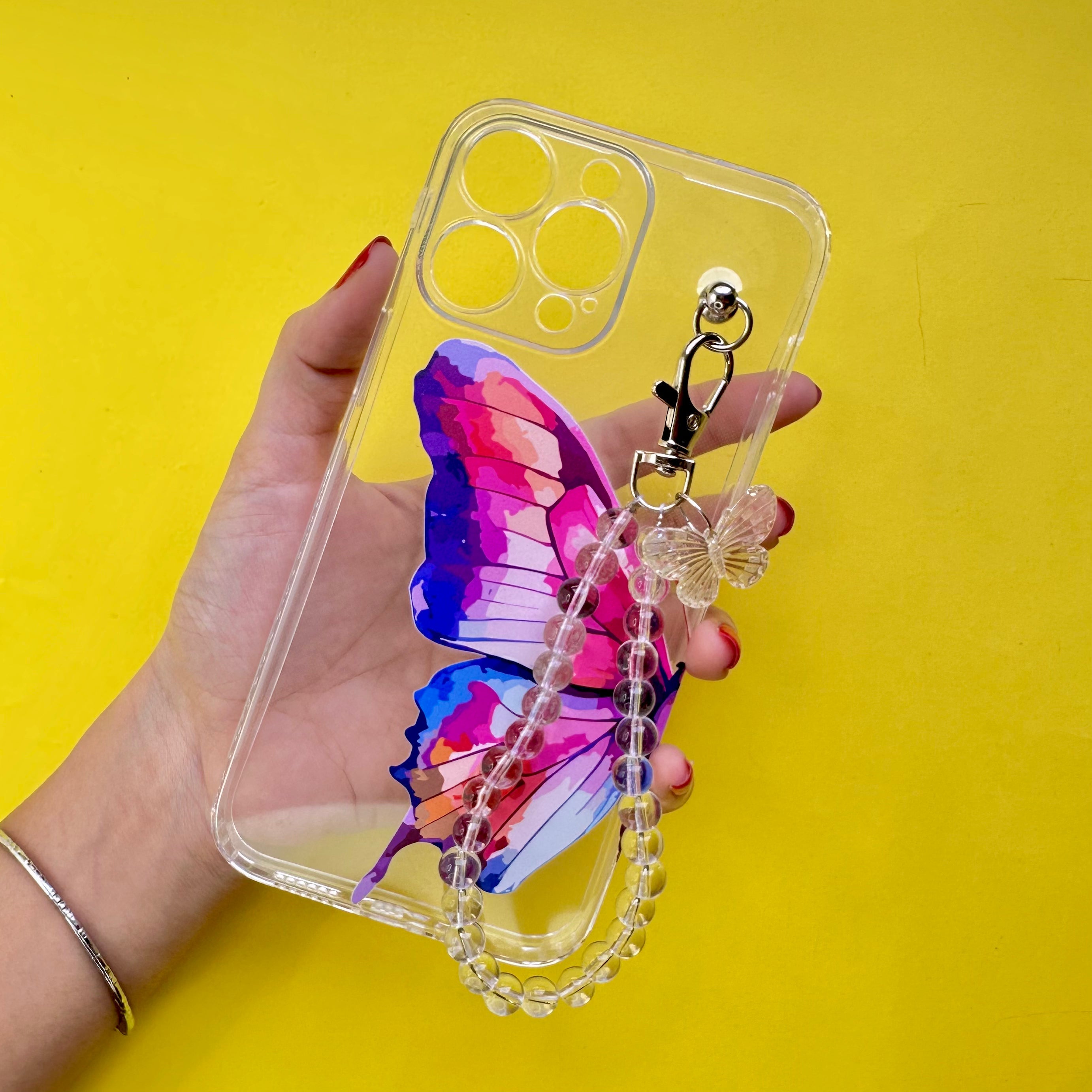 Casebasket RosyWings Transparent Pearlfly Fall Chain Phone Cover