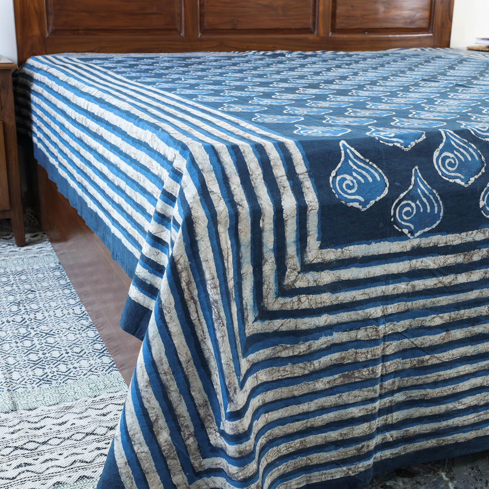 BINDAAS UNLIMITED Blue - Block Art Print Cotton Double Bindaas Bed Sheet (110 x 93 in) - view 3
