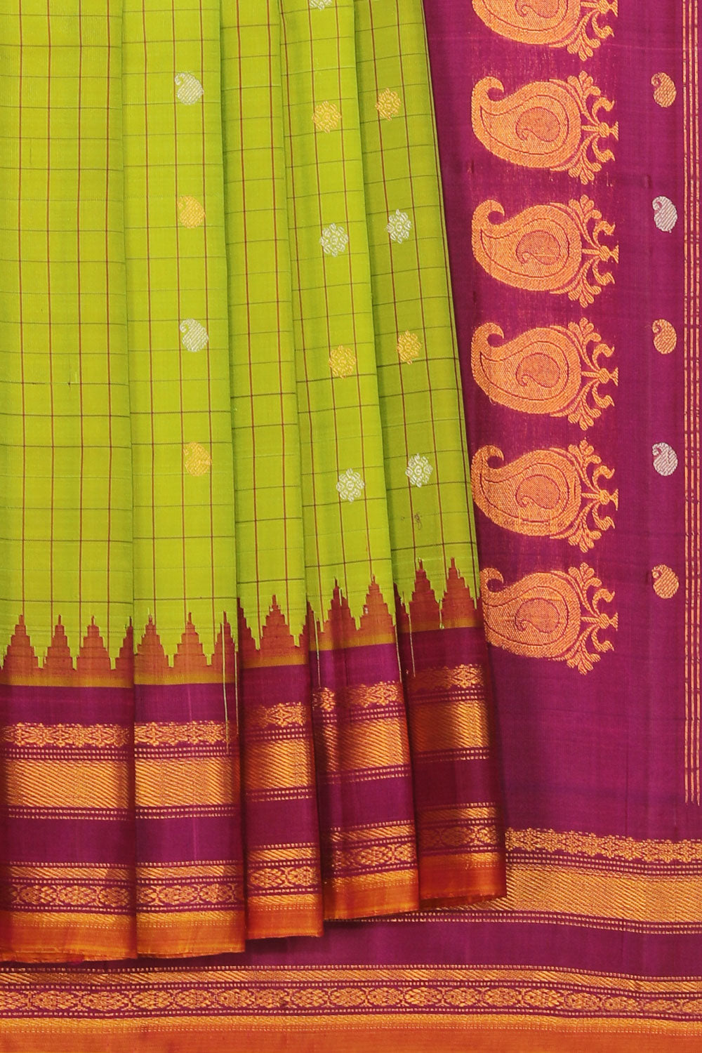 Kalanjali Gadwal Silk Green Saree – Women's