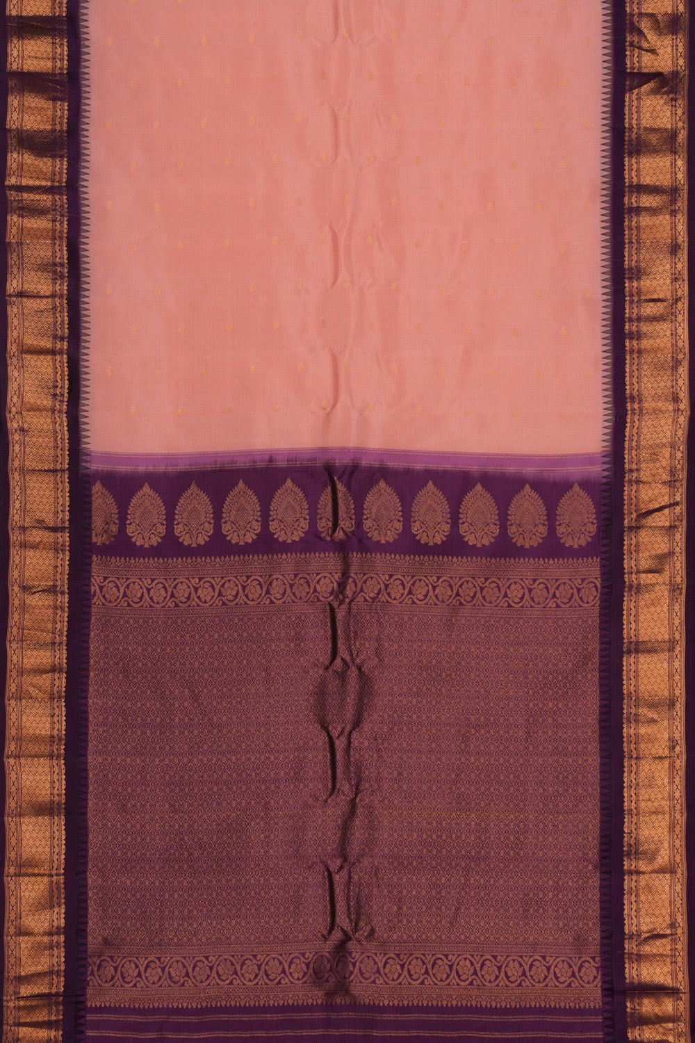 Kalanjali Gadwal Silk Peach Saree – Women's - view 3
