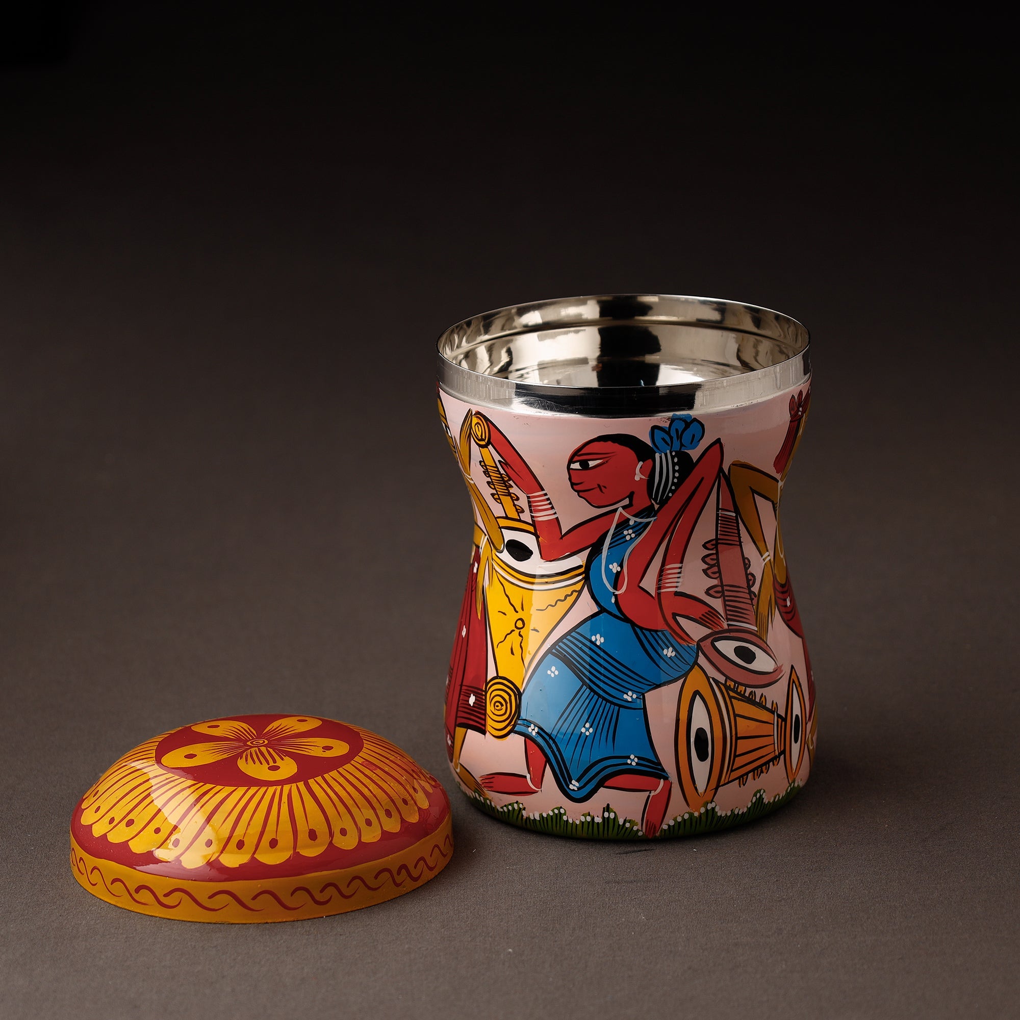 AAYAAS Bengal Patua Handpainted Stainless Steel Multi Utility Container - view 2