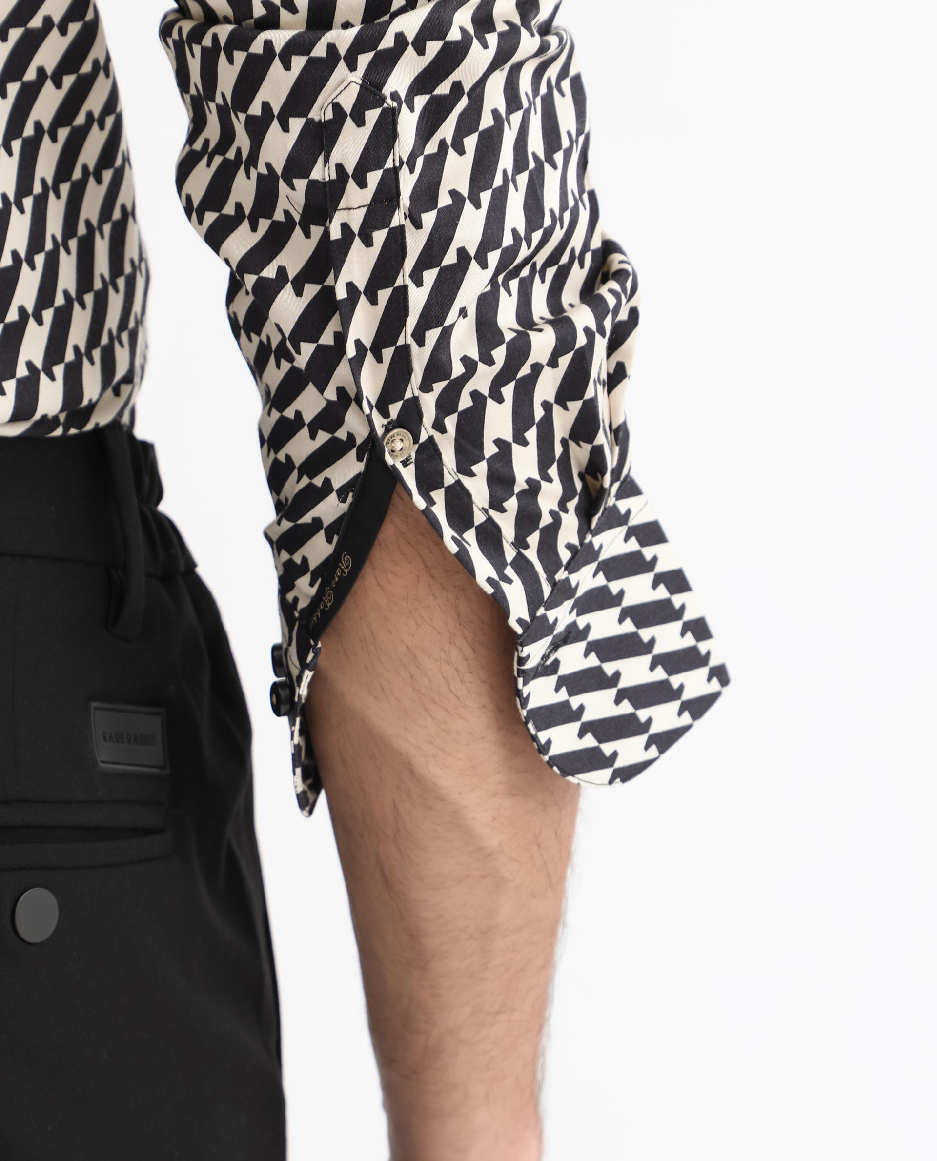 Rare Rabbit Men's Allin Black Cotton Modal Fabric Geometric Print Full Sleeves Shirt - view 8