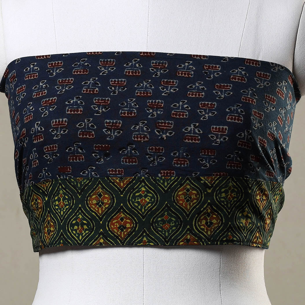 NOORI BAZAR Blue - Ajrakh Block Printed Cotton Blouse Piece - view 3