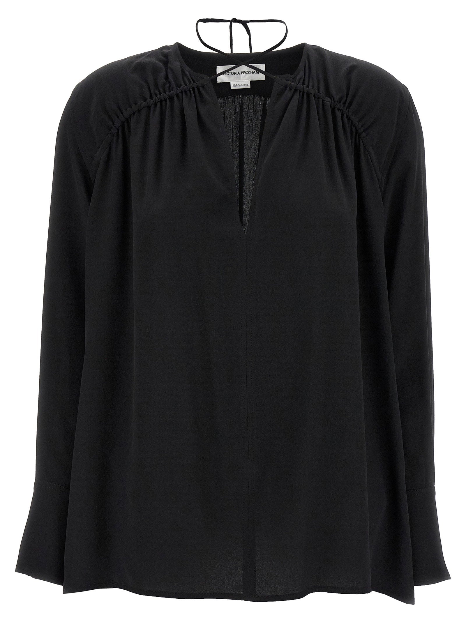 Victoria Beckham Gather Detail Tie Blouse – 100% silk