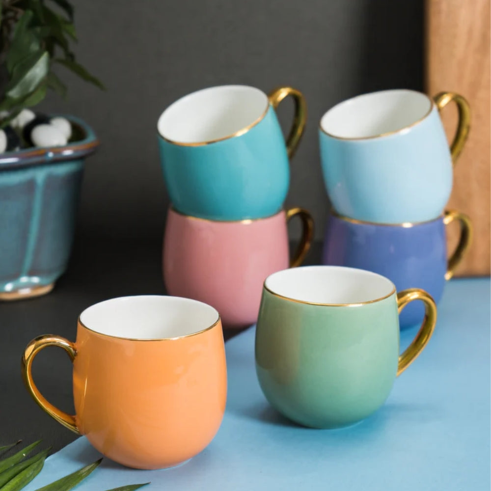 Coffee tea mug – JCPL Charlie Gold Electric Coffee & Tea Mug Set | Set of 6 Pcs