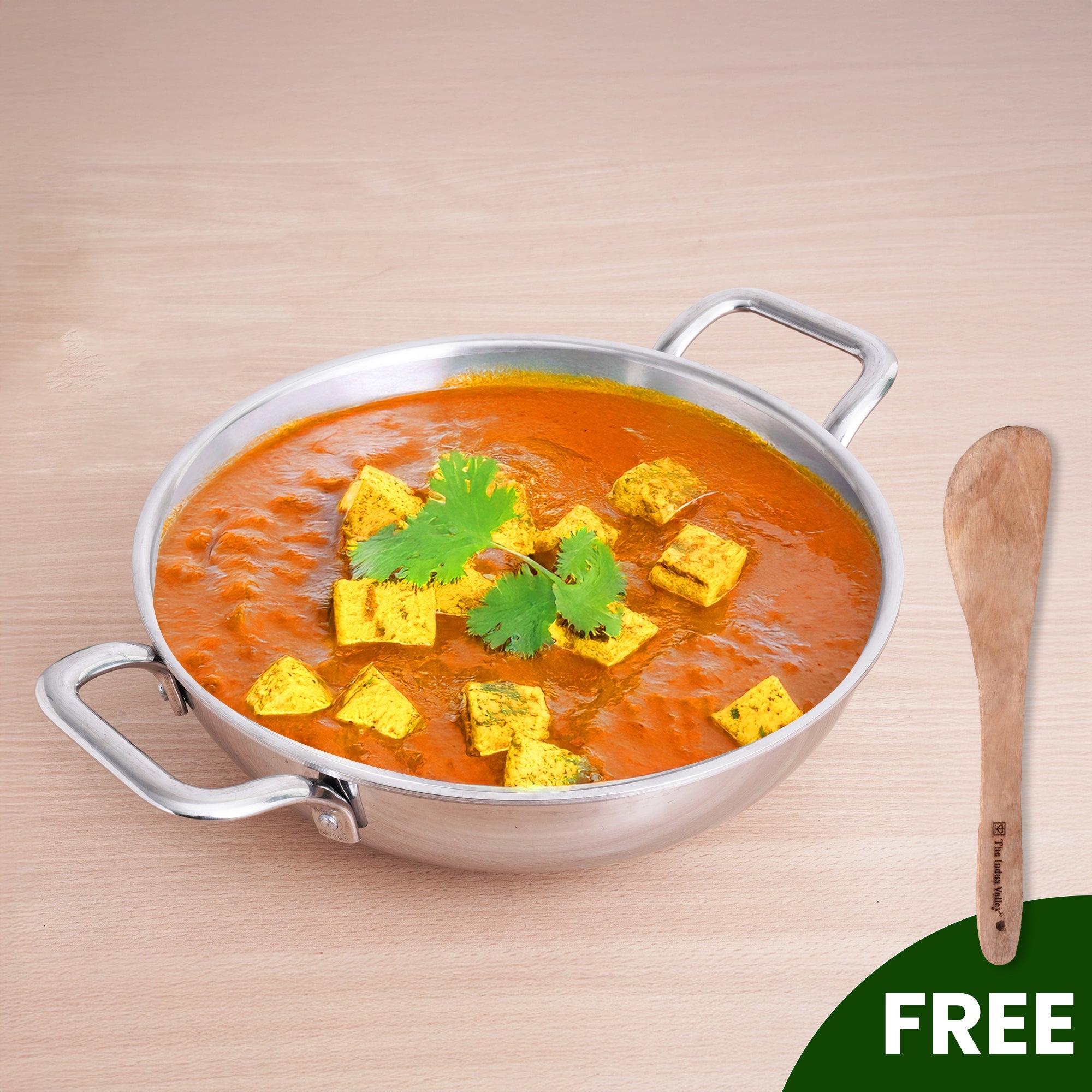 The Indus Valley TurboCuk Tri-ply Stainless Steel Kadai, Premium Quality, 3 Layer Thick Body, 100% Toxin-free, Non-stick, Induction & Gas, Free ₹110 S