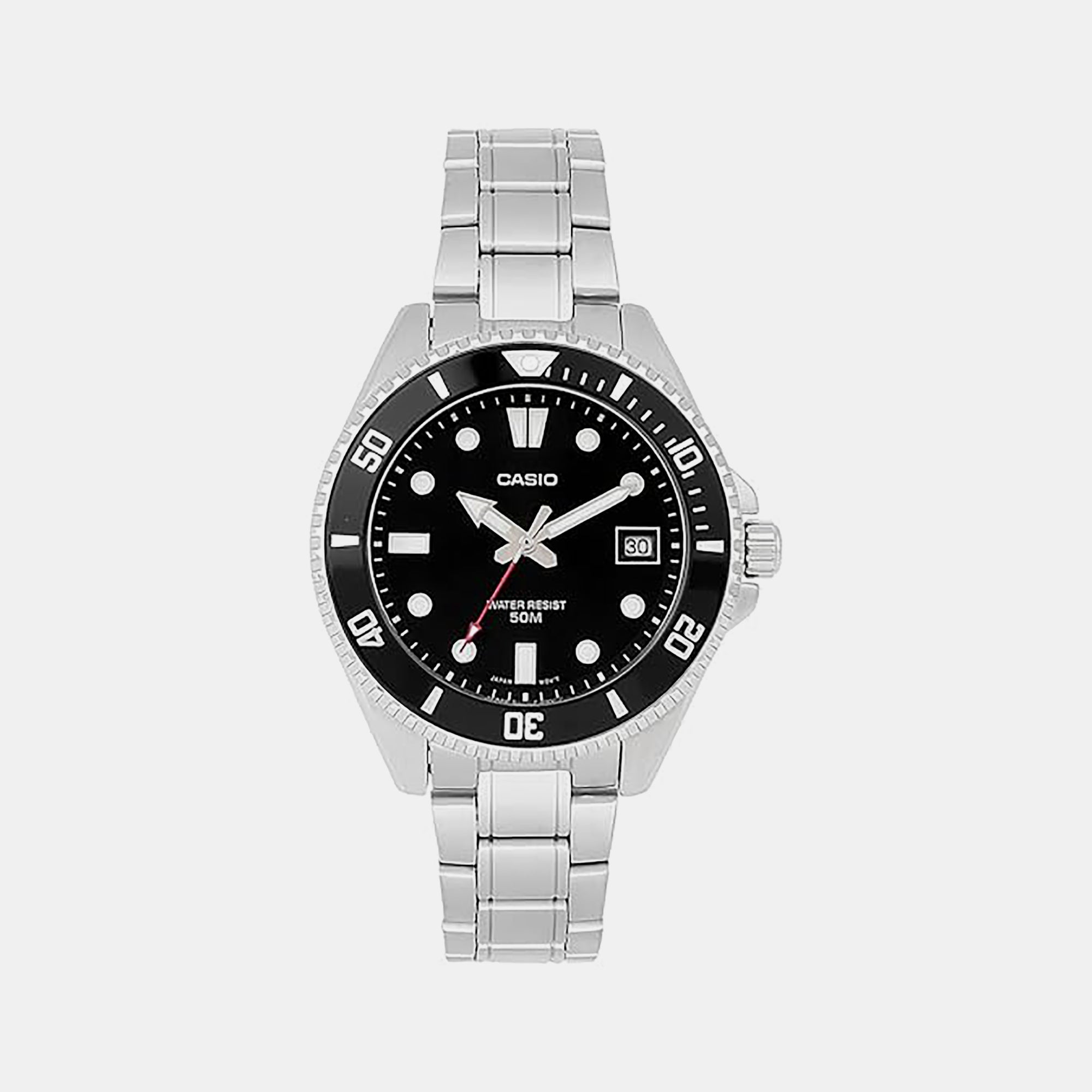 Casio Enticer Men Quartz Black Dial Analog Stainless Steel Watch A2195