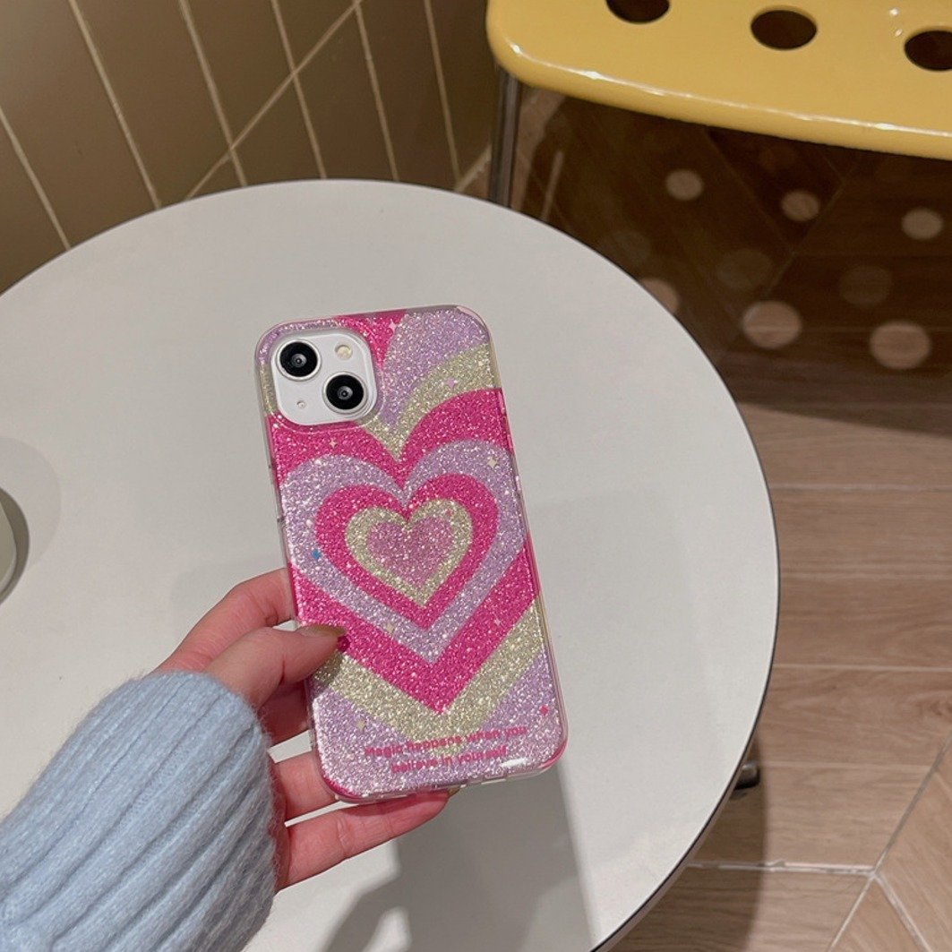 Peeperly Gradient Glitter Love Heart Case – No Color
