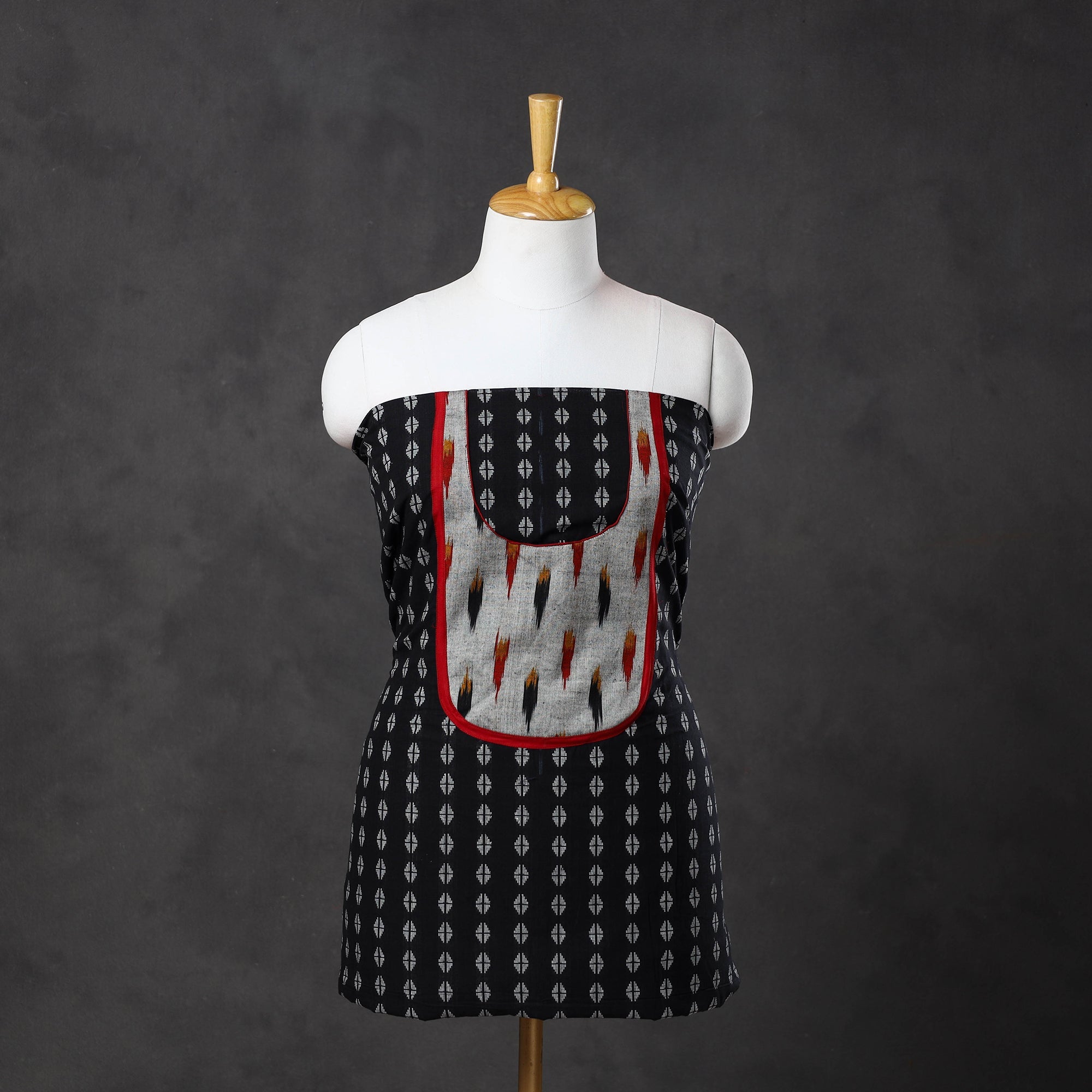 NOORI BAZAR Black - Patchwork Cotton Jacquard Kurta Material (3m) 06