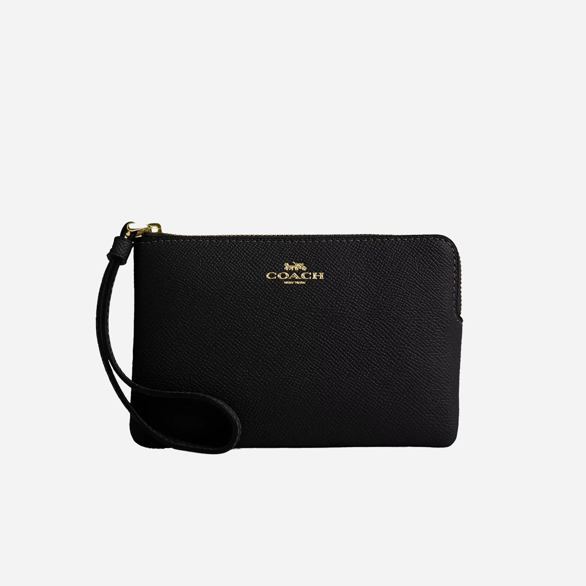 COACH Corner Zip Wristlet Black/Gold