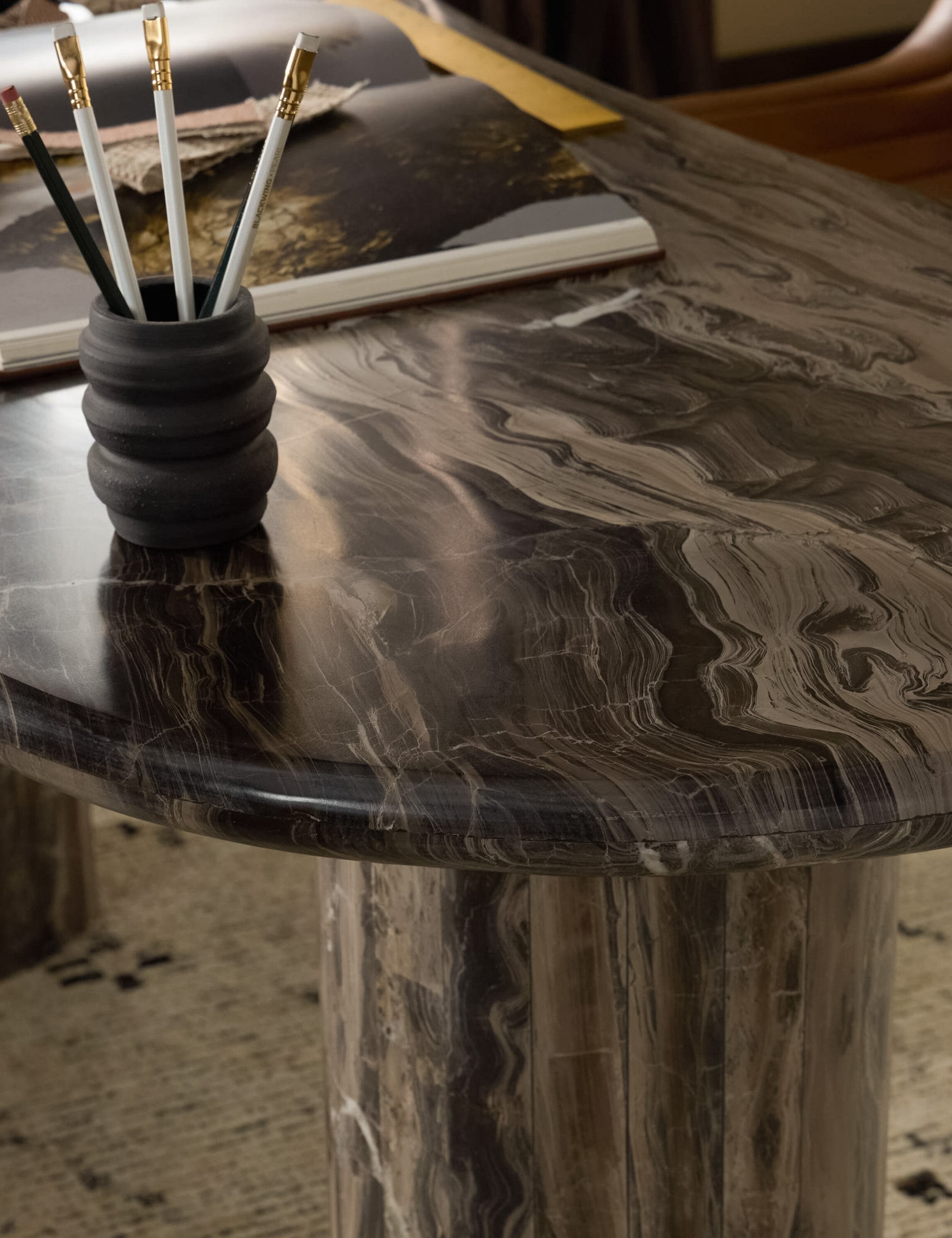 Lulu and Georgia Carlo Desk – Brown Marble - view 7