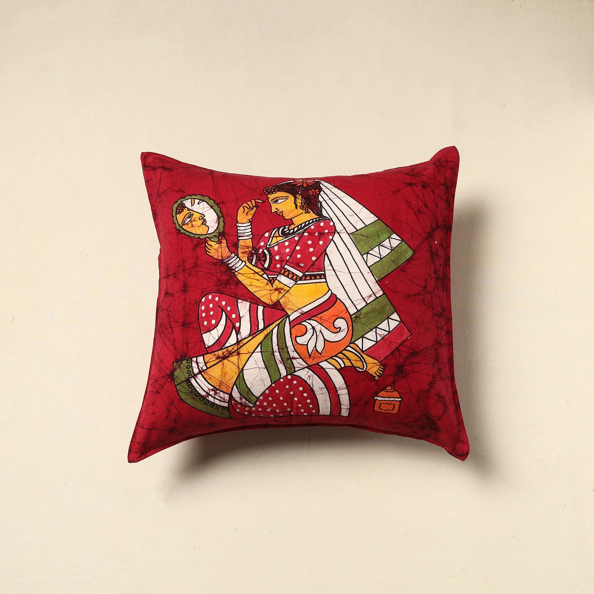 KACHCHH JI CHHAAP Pure Cotton Hand Batik Cushion Cover (18 x 18 in) 74