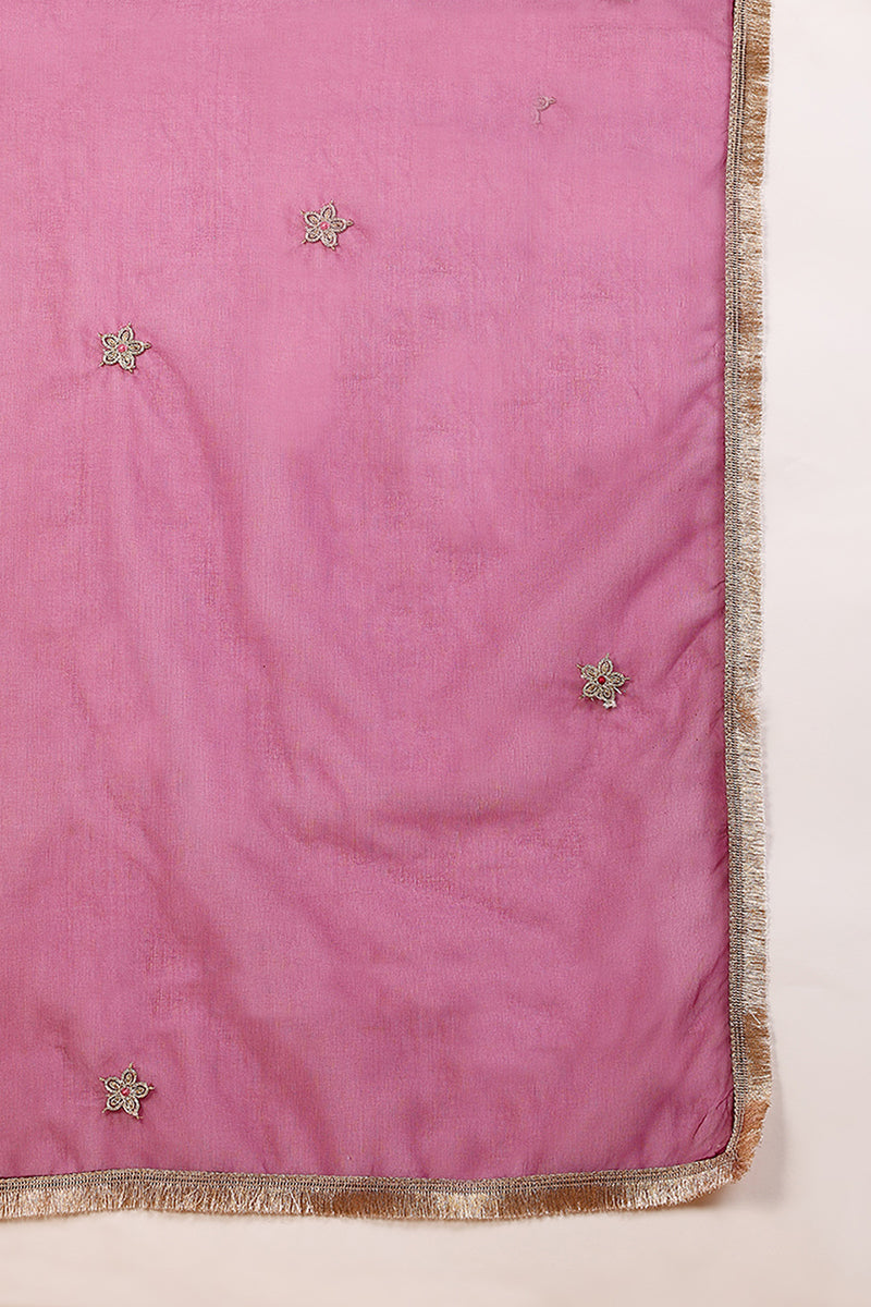 Ahika Purple Silk Blend Solid Embroidered Flared Empire Suit Set PKSKD2146 - view 7