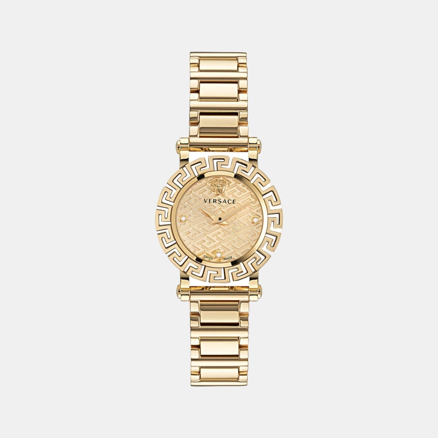 Versace Greca Glam Women Quartz Gold Dial Analog Stainless Steel Watch VE2Q00422