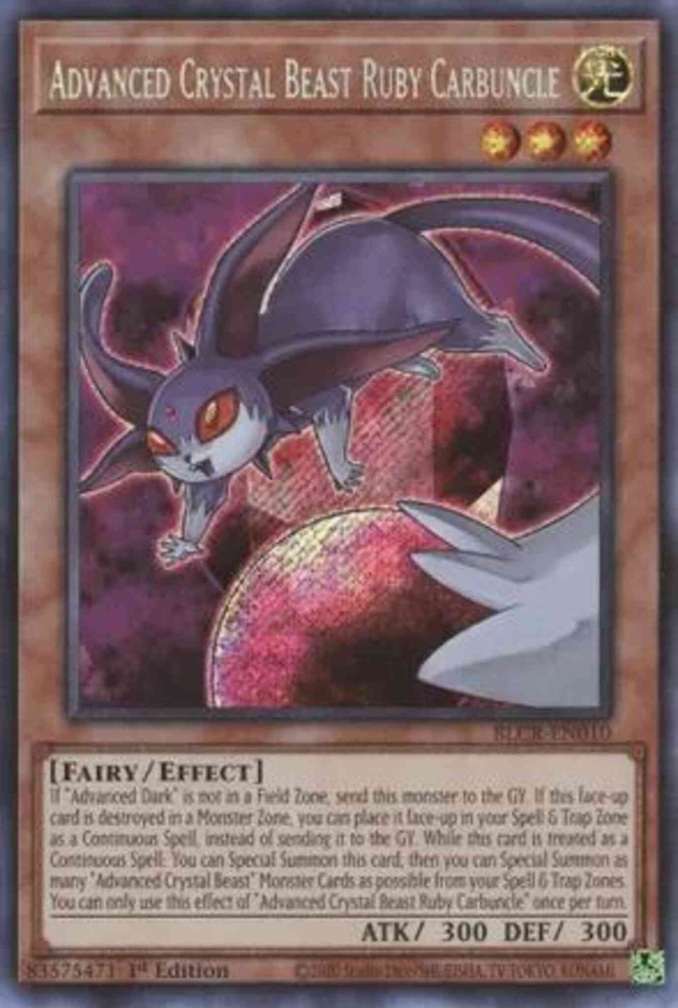 Yu-Gi-Oh! Advanced Crystal Beast Ruby Carbuncle - BLCR-EN010 - Secret Rare - 1st Edition