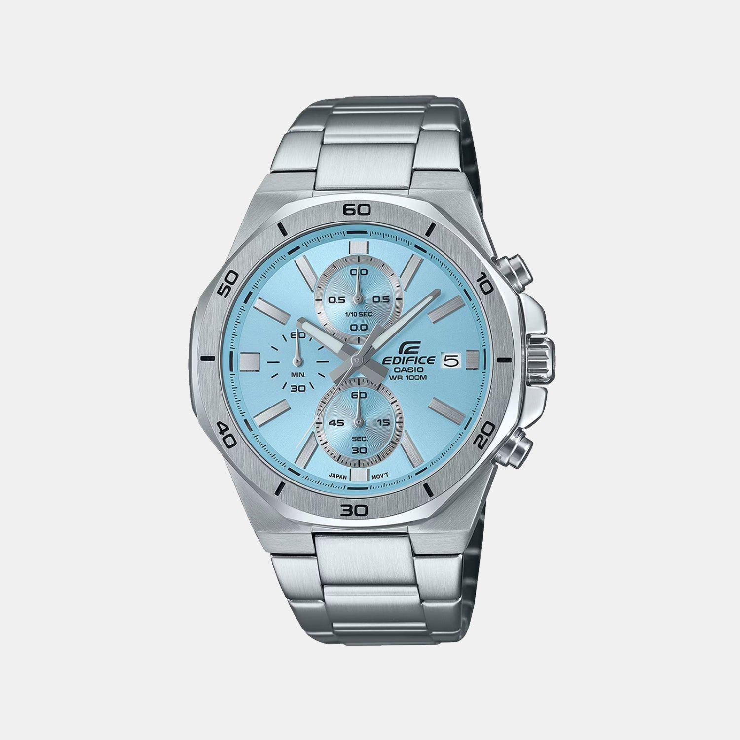 Casio Edifice Men Quartz Blue Dial Chronograph Stainless Steel Watch ED636