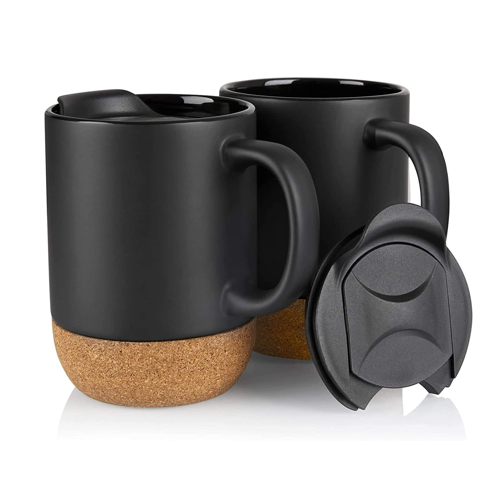 Asha Gifts Classic Black Mug with Cork Base
