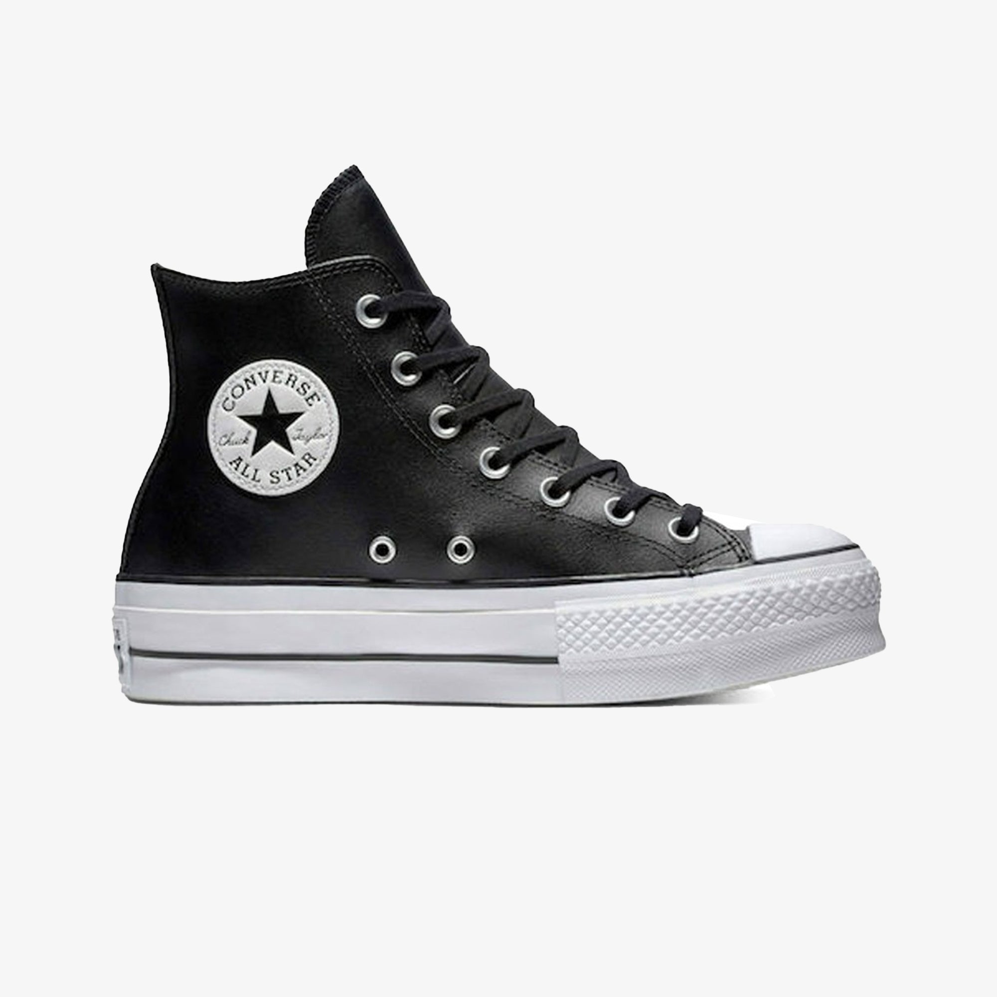 Converse | CHUCK TAYLOR ALL STAR LEATHER PLATFORM HI { BLACK/WHITE