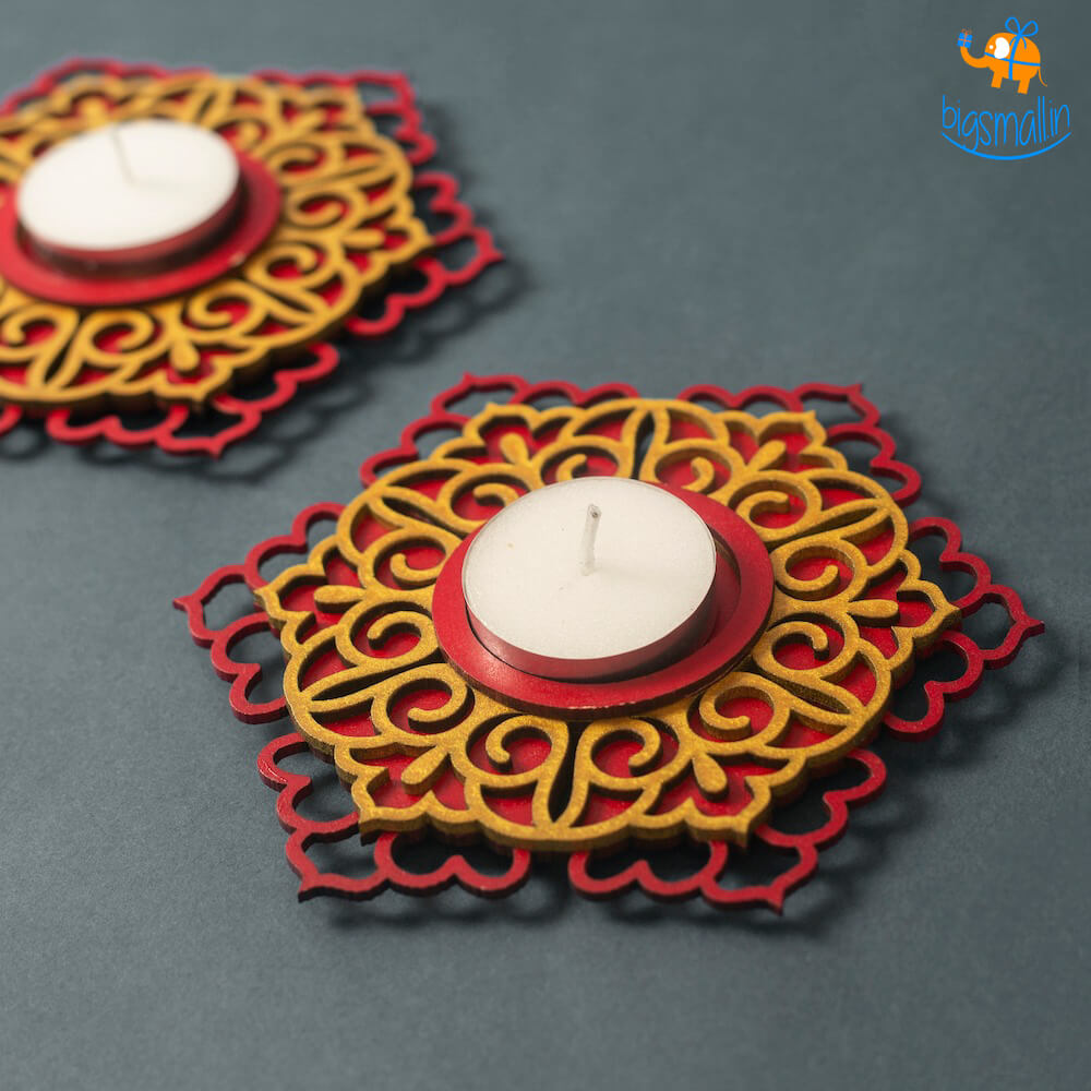 Bigsmall_cc Decorative Wooden Tea Light Holder - Set of 2 - view 23