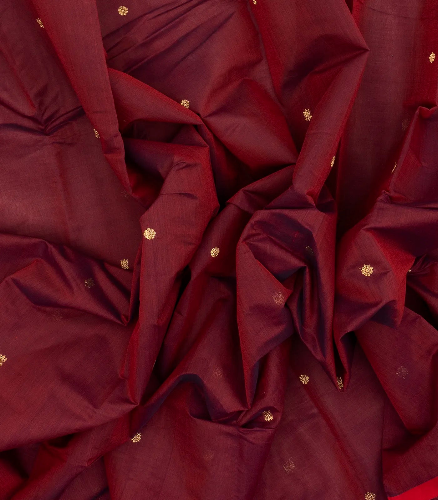 RmKV Crimson Handloom Kanchi Cotton Saree With Kamalam Buttas - view 3