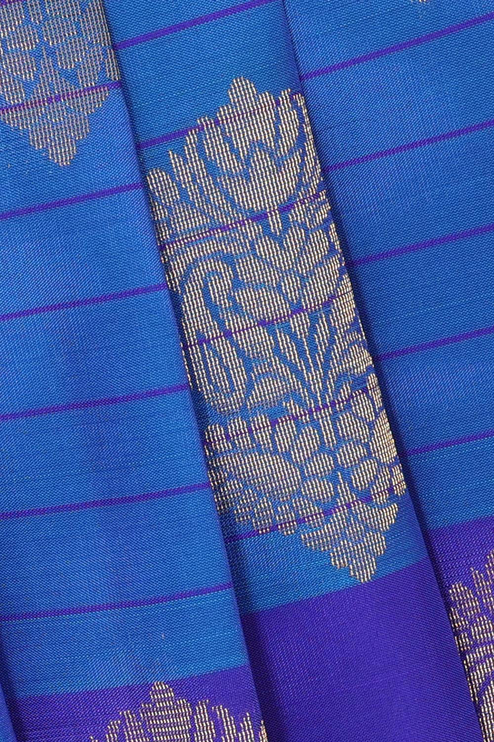 Kalanjali Dark Ocean Blue Silk Saree – Women's - view 2