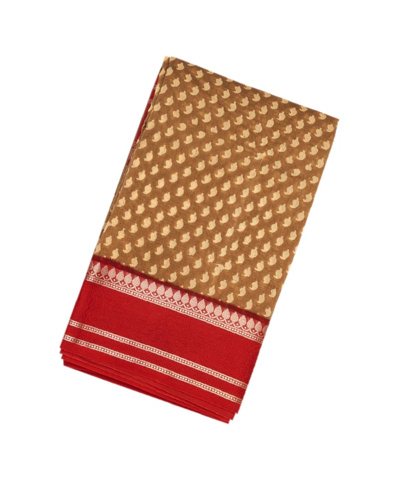 RmKV Dark Beige Chanderi Cotton Saree With Printed Mango Motifs