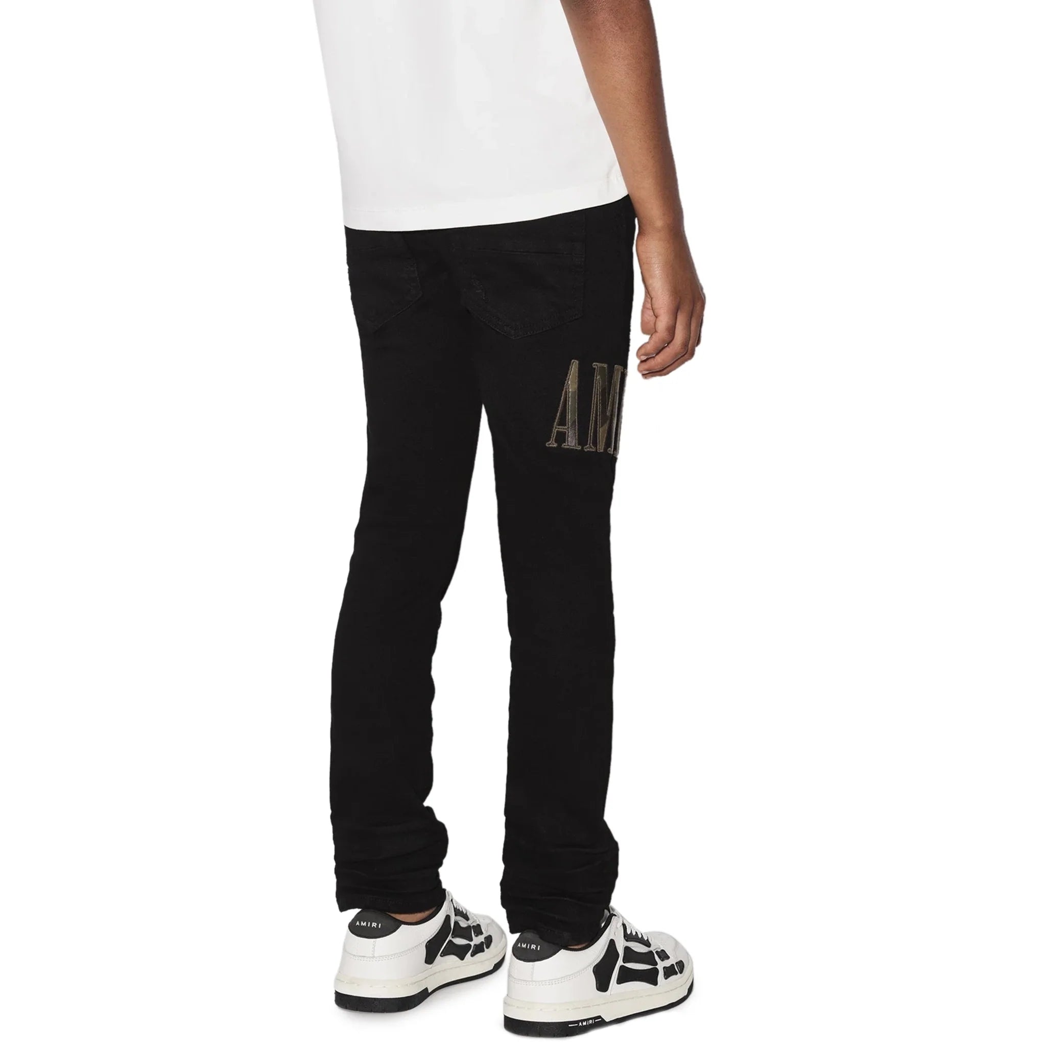 Amiri Kids Camo Applique Black Denim Jeans - view 4
