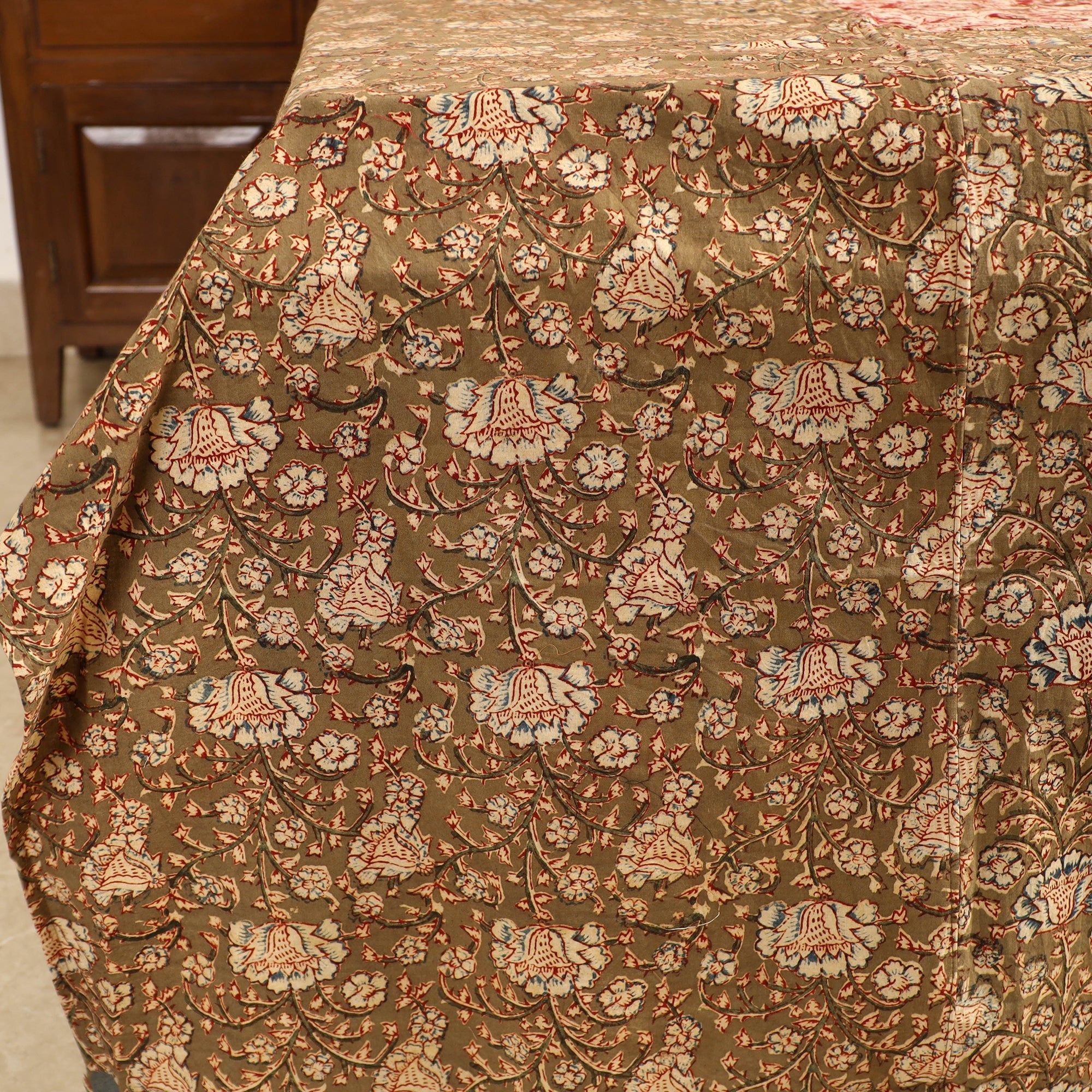 NOORI BAZAR Brown - Kalamkari Block Printed Patchwork Cotton Double Bed Cover With Pillow Covers (108 x 90 in) - view 2
