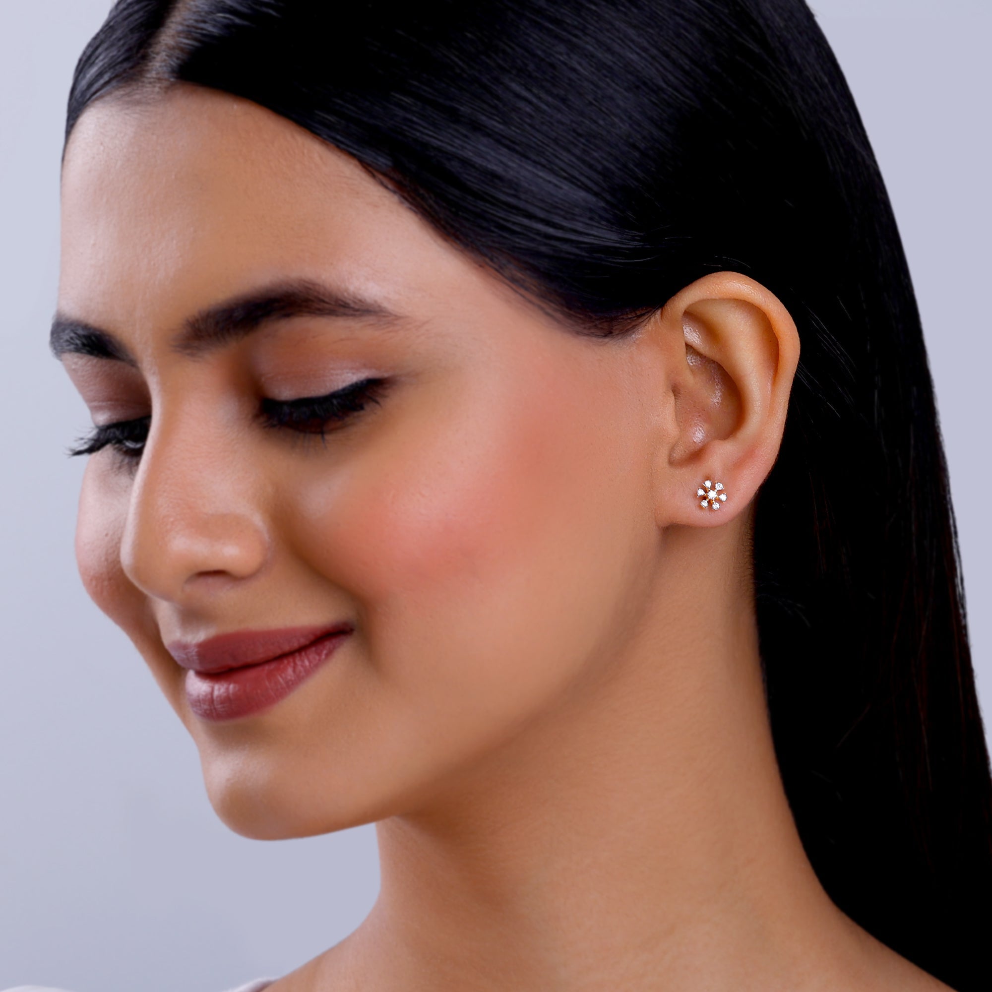 GIVA Jewellery Gold Floret Diamond Studs - view 3