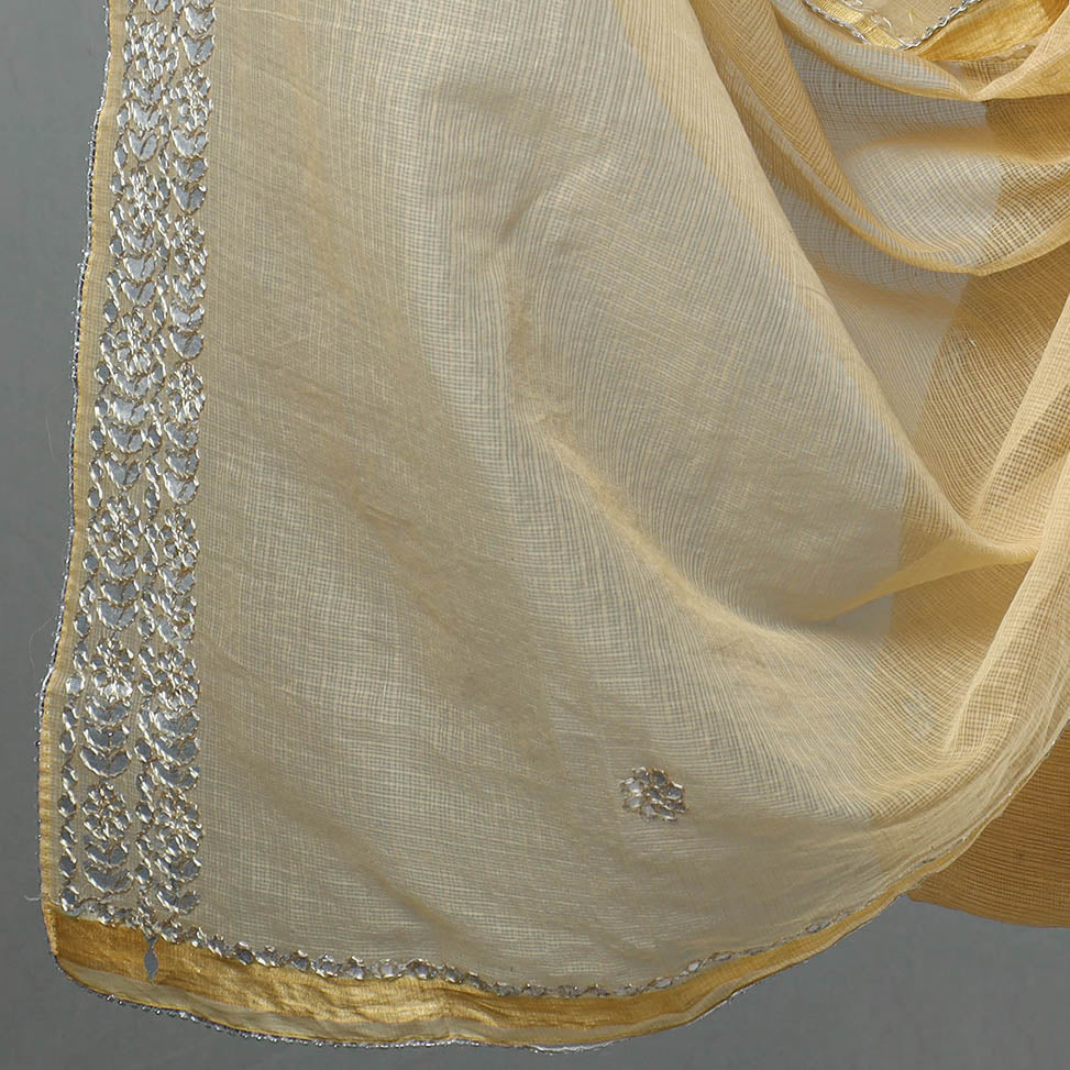 ITOKRI CRAFTS INITIATIVE Brown - 3pc Kota Doria Cotton Gota Patti Work Suit Material Set 01 - view 4