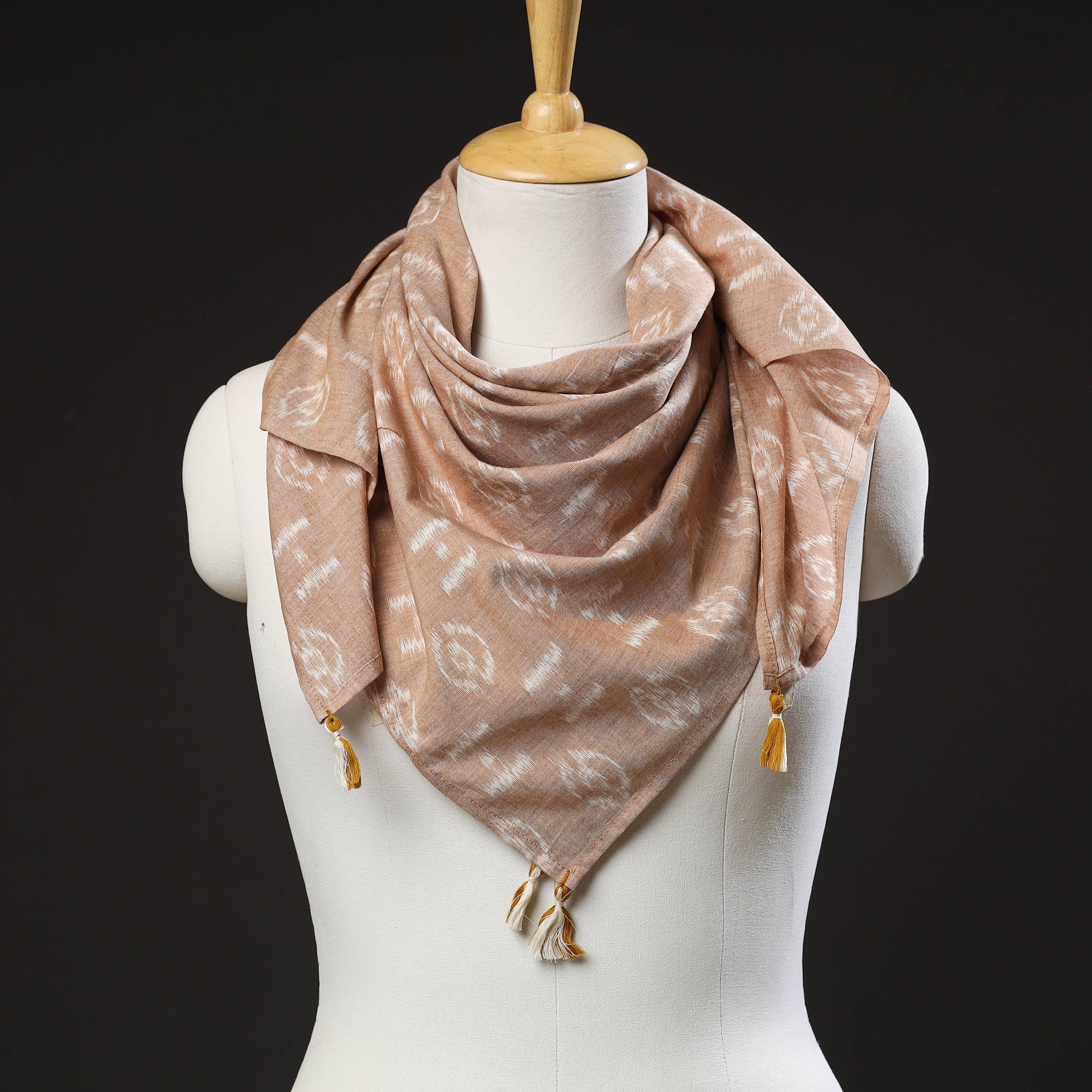 ASHOKA ASSEMBLE - CELEBRATING CRAFTS OF ODISHA Brown - Maniabandha Ikat Handloom Cotton Scarf